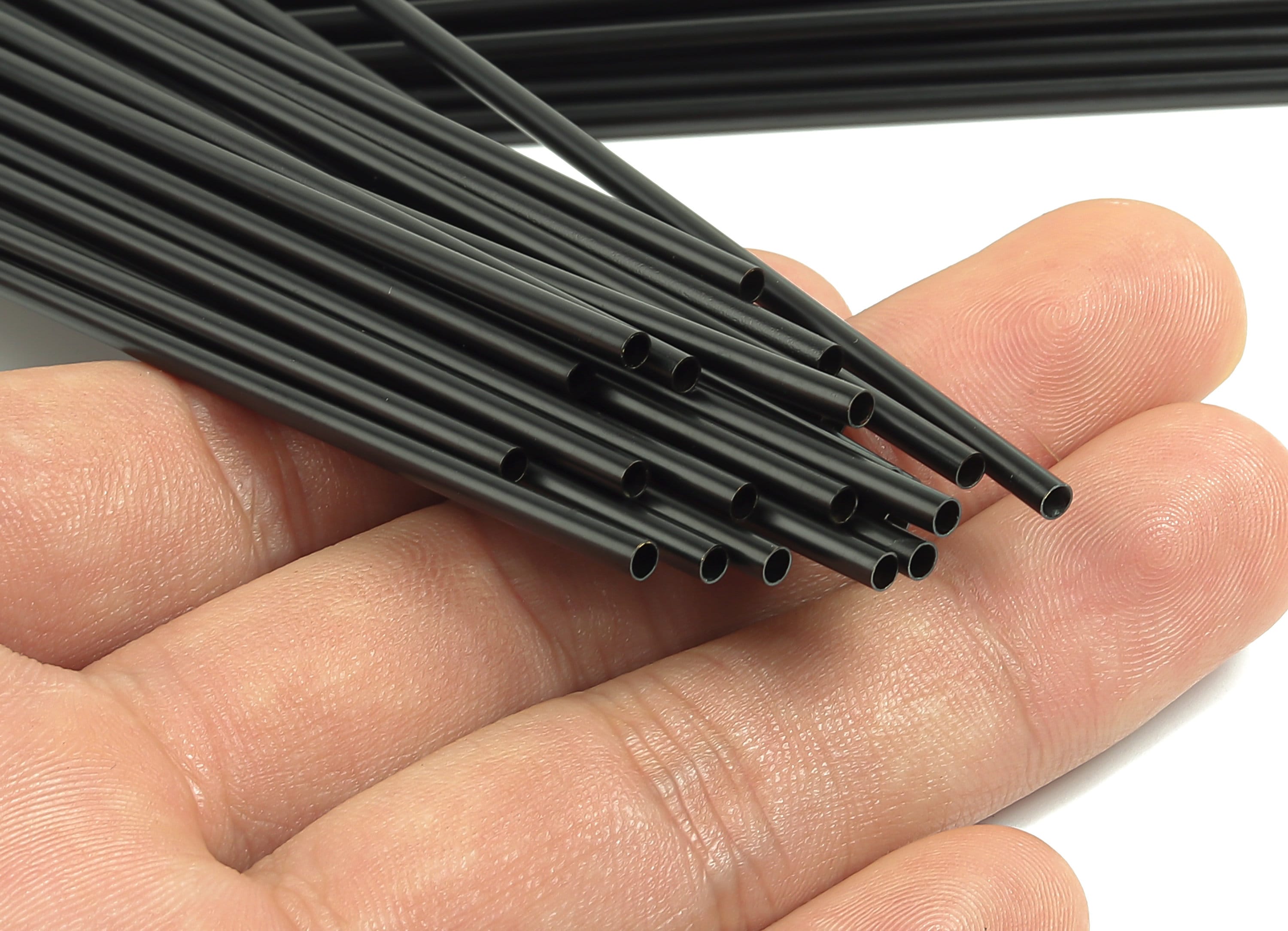 Matte Black Himmeli Tubes - Raw Brass Round Himmeli DIY Tube Beads - Circle Pipes for Geometric - For Air Plants -2.5x0.2x200mm- PP4569B-200 - DOMEDBAZAAR