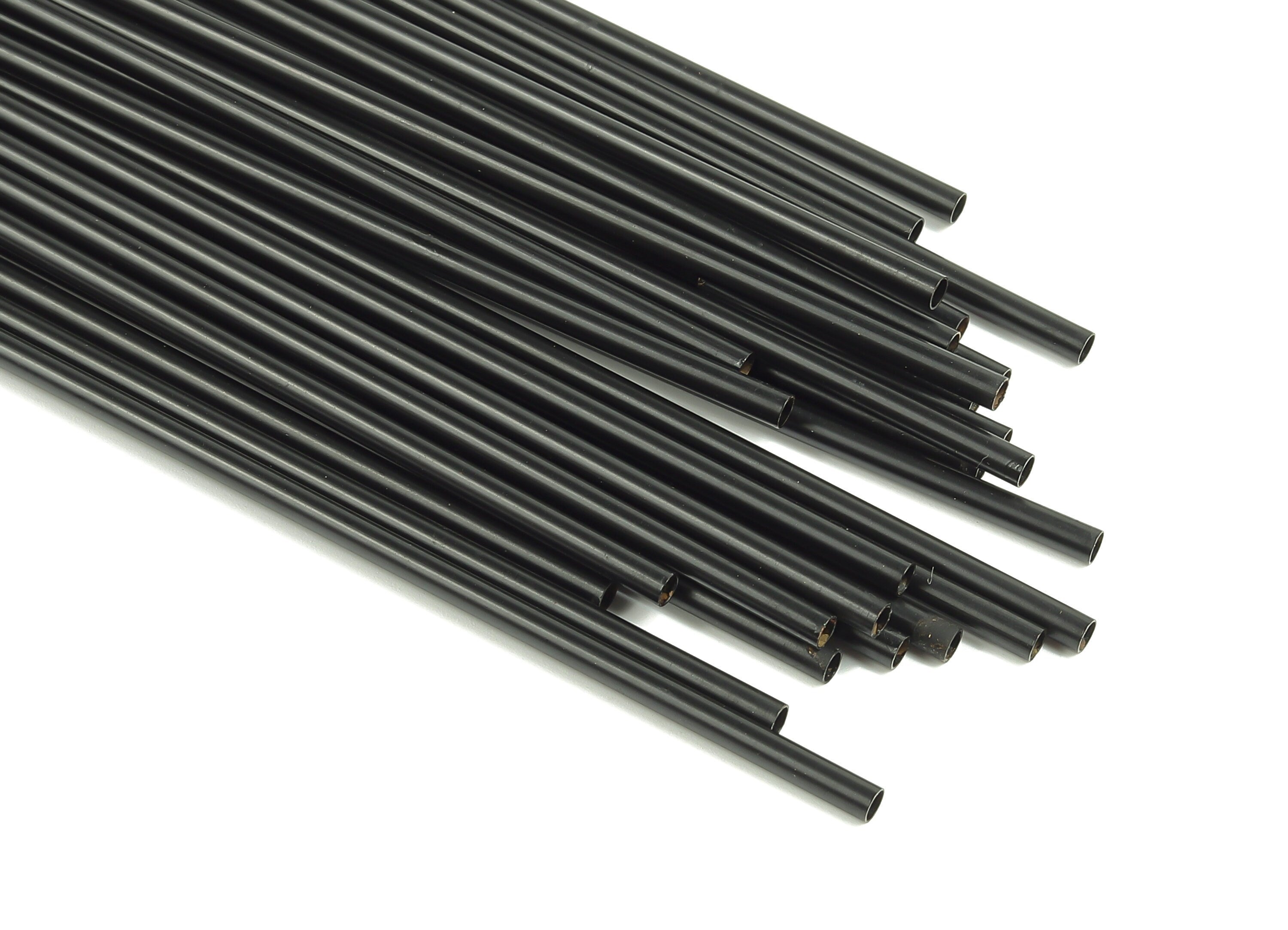 Matte Black Himmeli Tubes - Raw Brass Round Himmeli DIY Tube Beads - Circle Pipes for Geometric - For Air Plants -2.5x0.2x250mm- PP4569B-250 - DOMEDBAZAAR