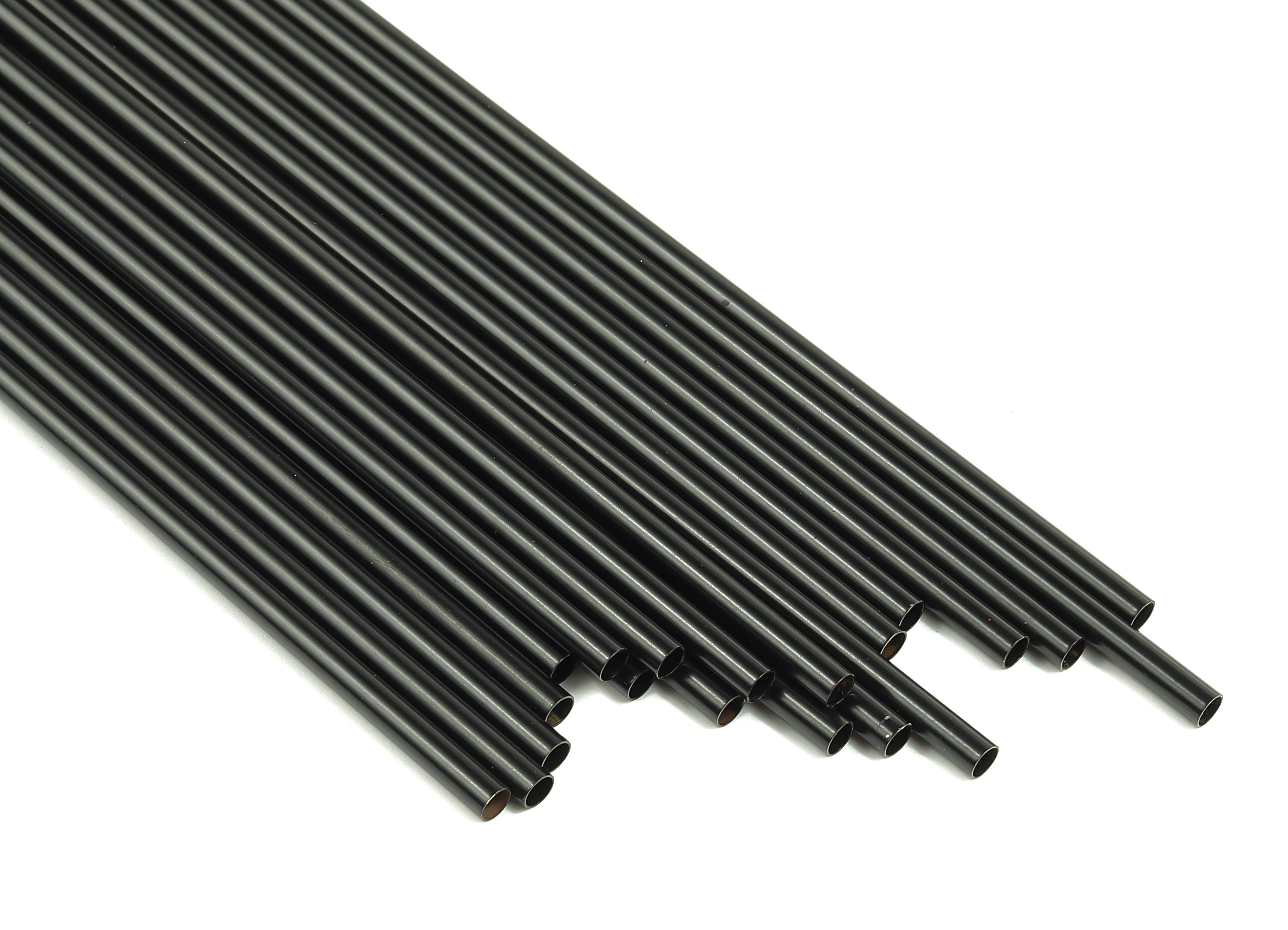 Matte Black Himmeli Tubes - Raw Brass Round Himmeli DIY Tube Beads - Circle Pipes for Geometric - For Air Plants -3x0.2x140mm- PP4570B-140 - DOMEDBAZAAR