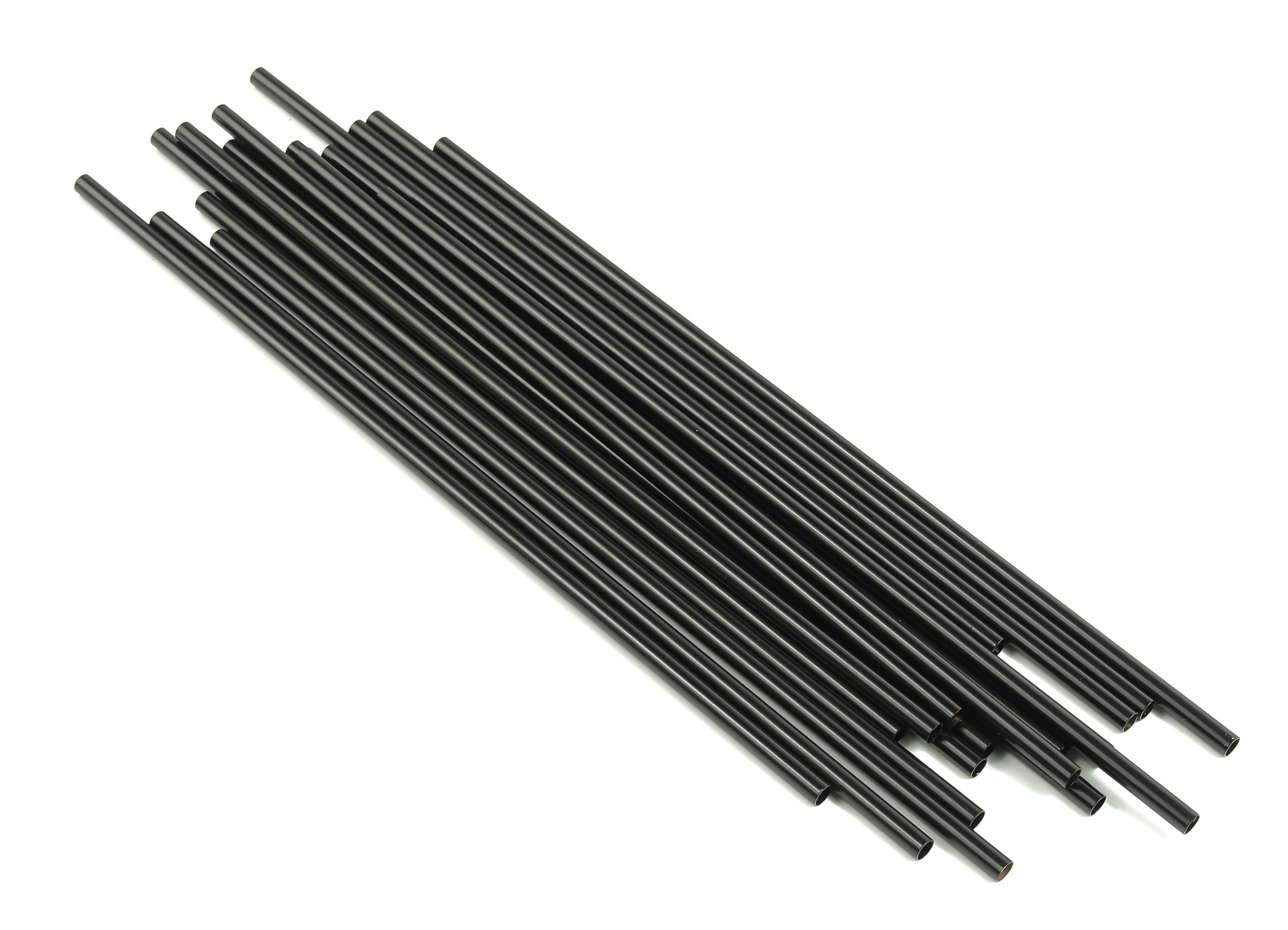 Matte Black Himmeli Tubes - Raw Brass Round Himmeli DIY Tube Beads - Circle Pipes for Geometric - For Air Plants -3x0.2x140mm- PP4570B-140 - DOMEDBAZAAR