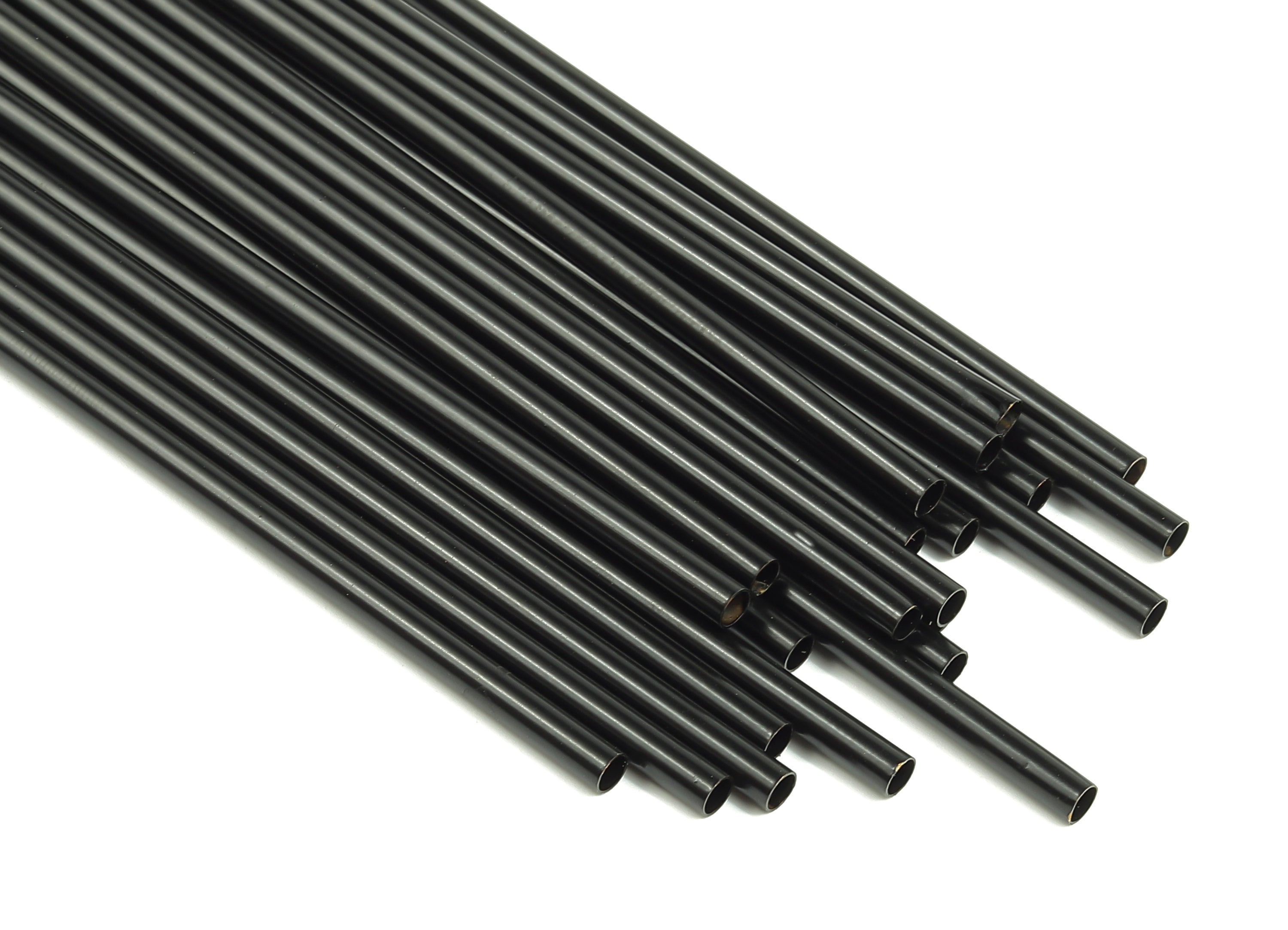 Matte Black Himmeli Tubes - Raw Brass Round Himmeli DIY Tube Beads - Circle Pipes for Geometric - For Air Plants -3x0.2x170mm- PP4570B-170 - DOMEDBAZAAR