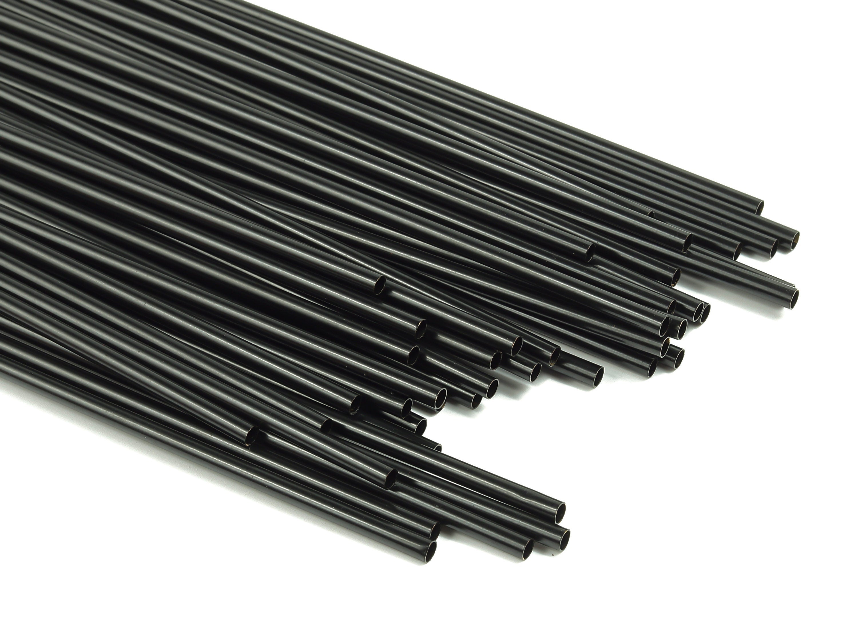Matte Black Himmeli Tubes - Raw Brass Round Himmeli DIY Tube Beads - Circle Pipes for Geometric - For Air Plants -3x0.2x350mm- PP4570B-350 - DOMEDBAZAAR