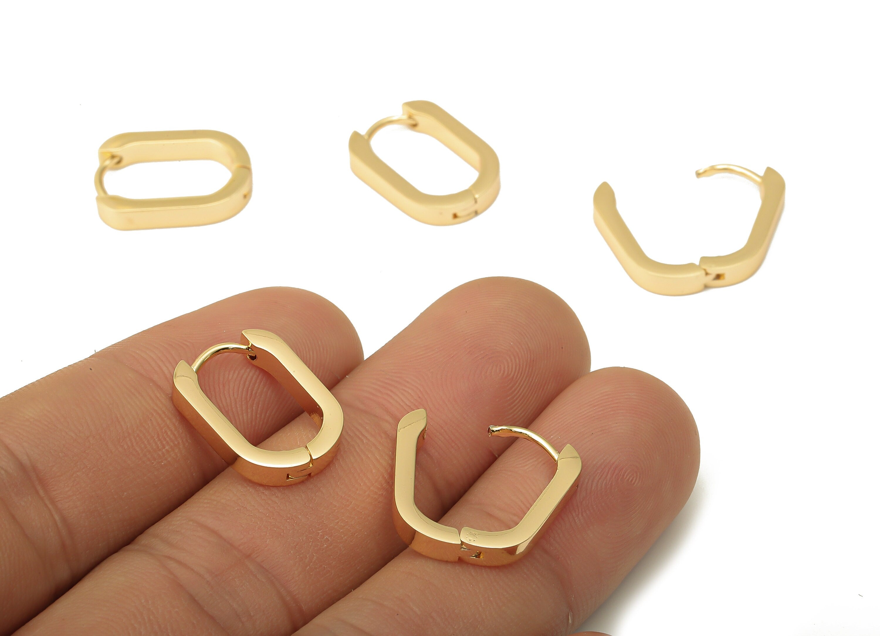 Brass Ellipse Earrings Clasp - Brass Oval Hoop Earring - 18K Real Gold Plating - Brass Ellipse Hoop Earring - 17.09x12.26x2.81mm - RGP5067 - DOMEDBAZAAR