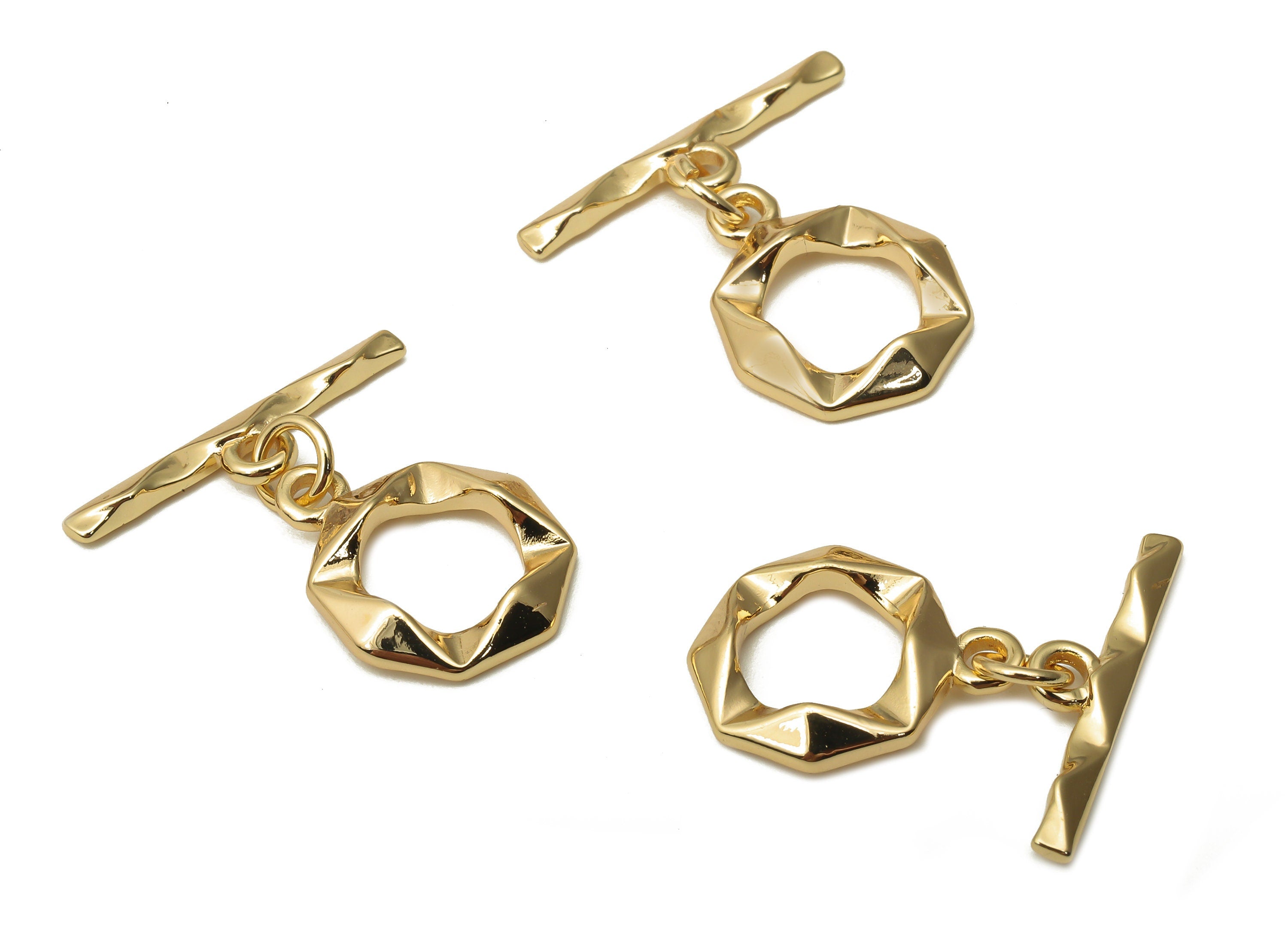 Brass Toggle Earring Clasp - Brass Round Toggle Clasps - Brass Gold Plated Clasps - 18K Real Gold Plated Brass - 22.23x21.1x1.8mm - RGP5072 - DOMEDBAZAAR