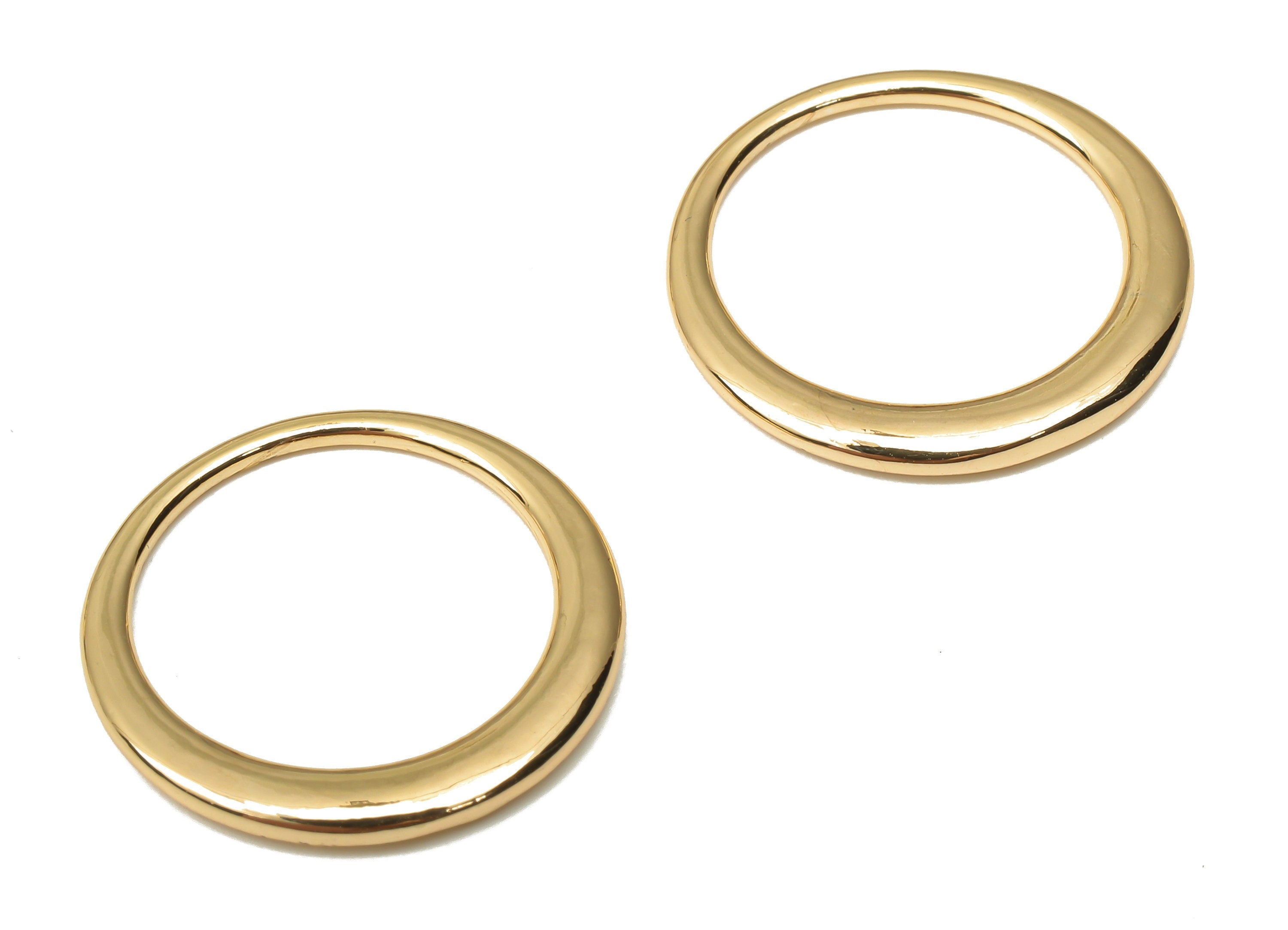 Brass Round Earring Charm - Brass Circle Hoop Pendant - Brass Circle Ring Connector - 18K Real Gold Plated Brass - 19.8x19.8x2mm - RGP5074 - DOMEDBAZAAR