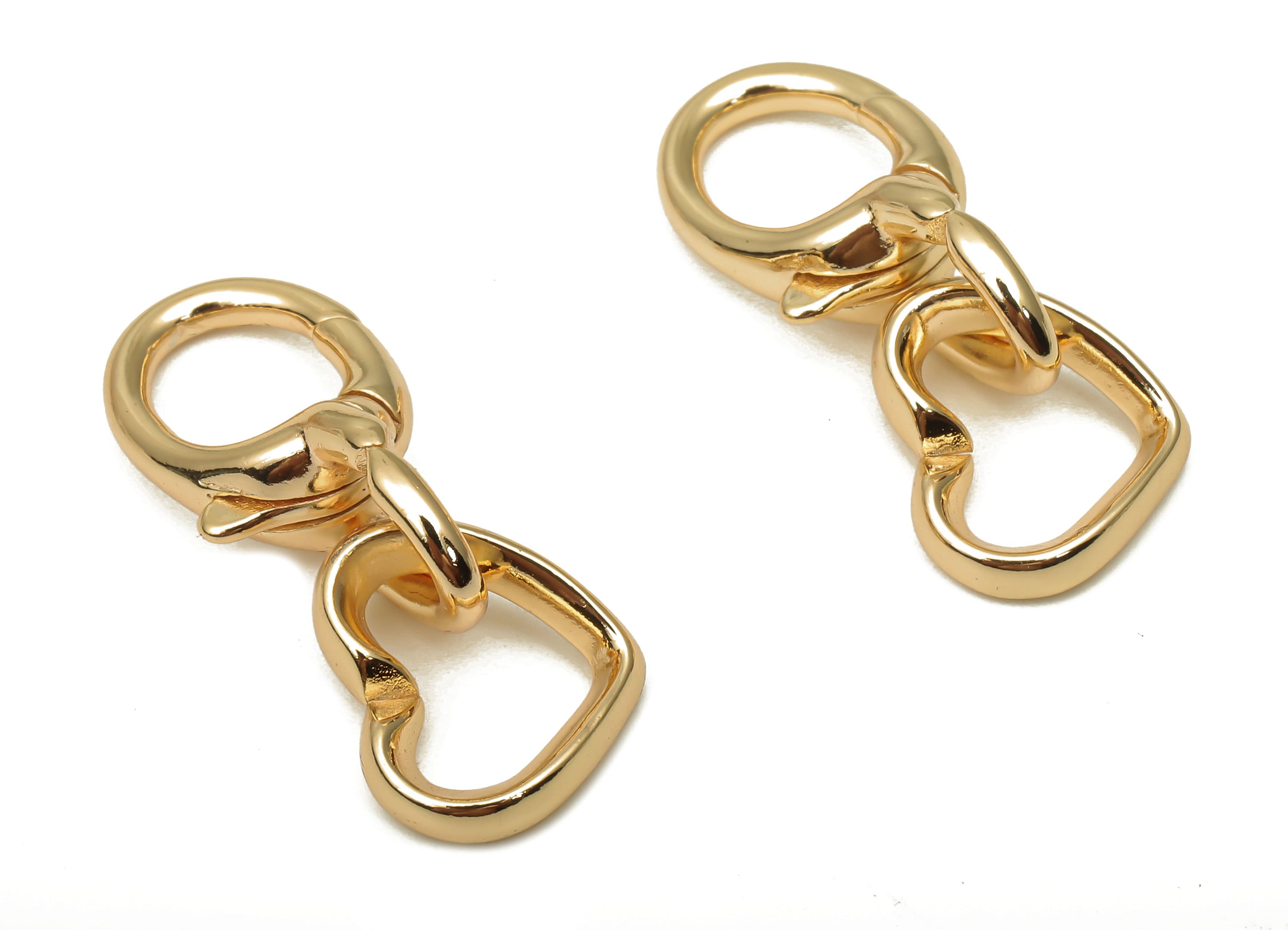 Brass Heart Earring Clasp - Brass Round Clasp - Brass Parrot Heart Clasp - 18K Real Gold Plated Brass - 32.16x11.27x1.95mm -RGP5076 - DOMEDBAZAAR