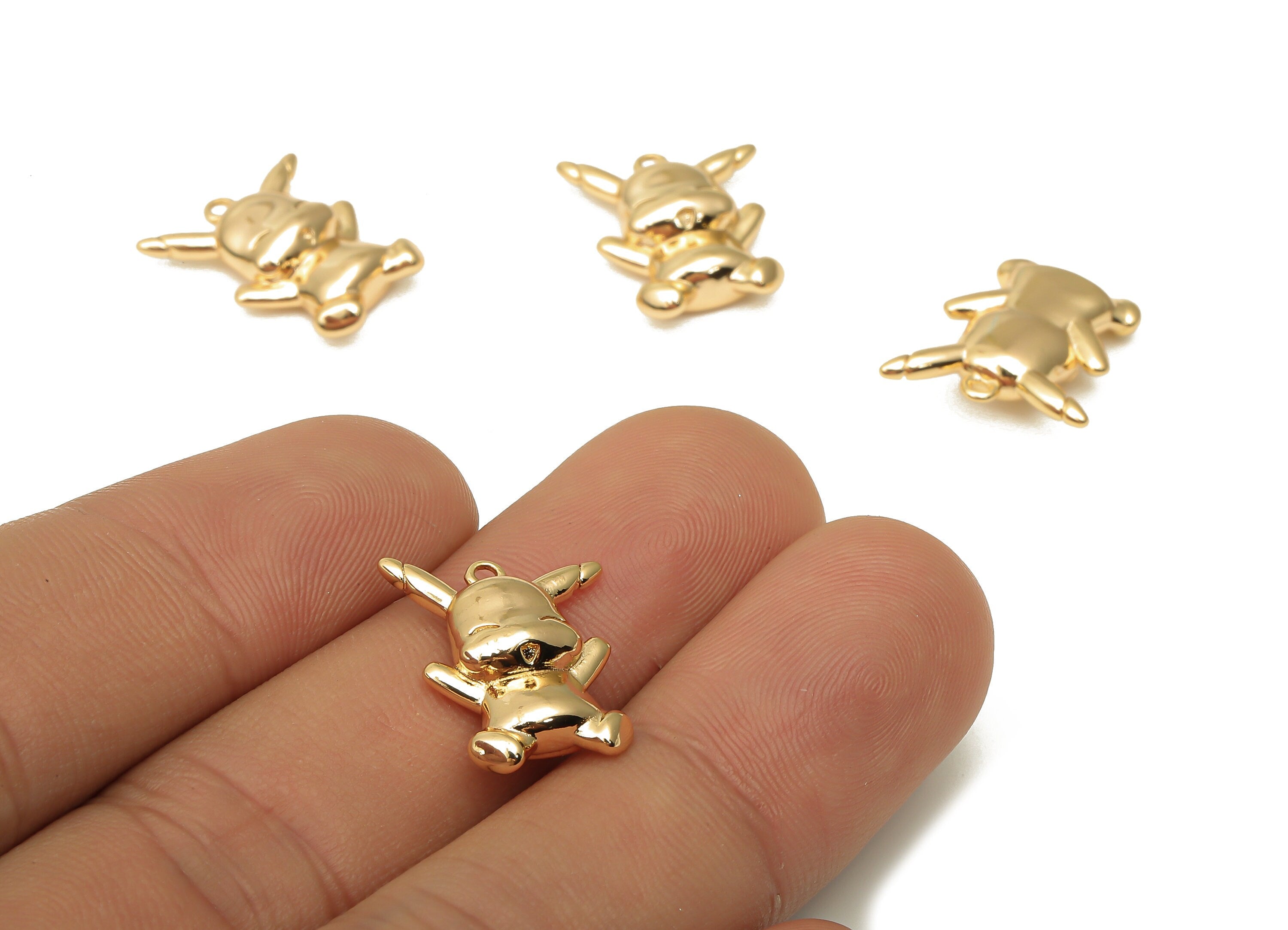 Brass Cartoon Pendant - Brass Toy Earring Charm - Brass Toy Charm Necklace - 18k Real Gold Plated Brass - 17.83x14.15x4.56mm - RGP5083 - DOMEDBAZAAR