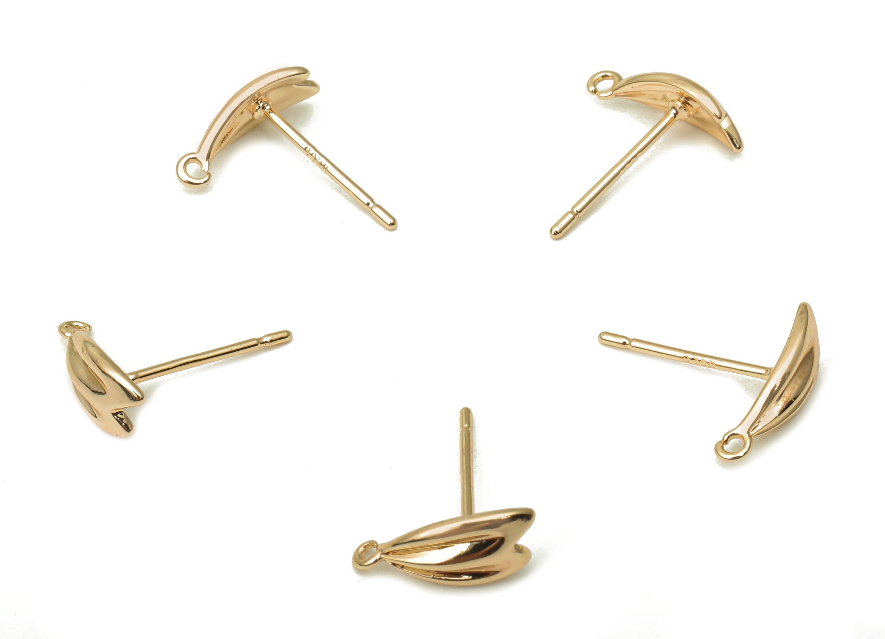 Brass Wing Earrings Studs - Brass Silver Earring With Loop - 925 Silver Stud - 18k Real Gold Plated - 11.16x4.72x1.3mm -RGP5098 - DOMEDBAZAAR