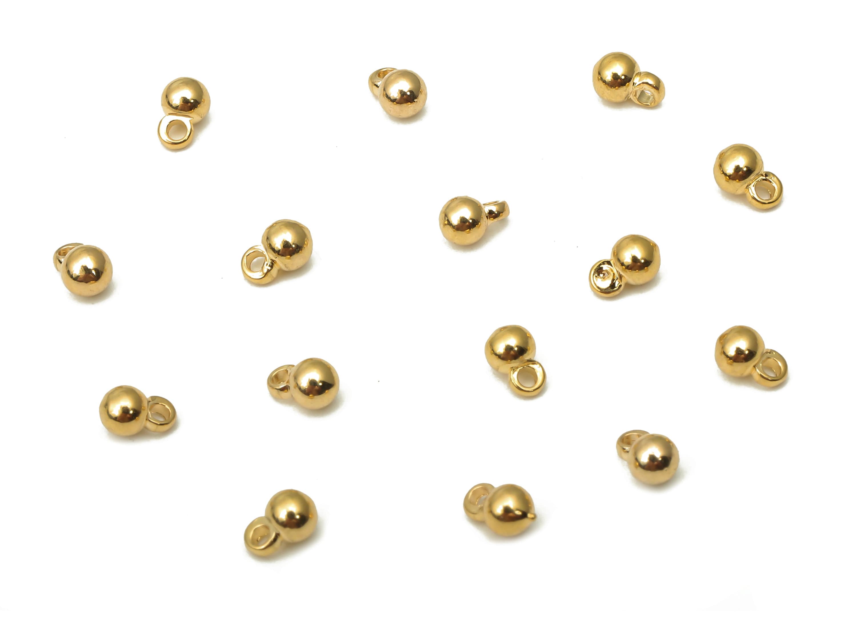 Brass Small Round Ball Earring Charm - Brass Tiny Pendants - Gold Mini Ball Bracelet Charm - 18K Real Gold Plated - 4.5x3x3mm - RGP5107 - DOMEDBAZAAR