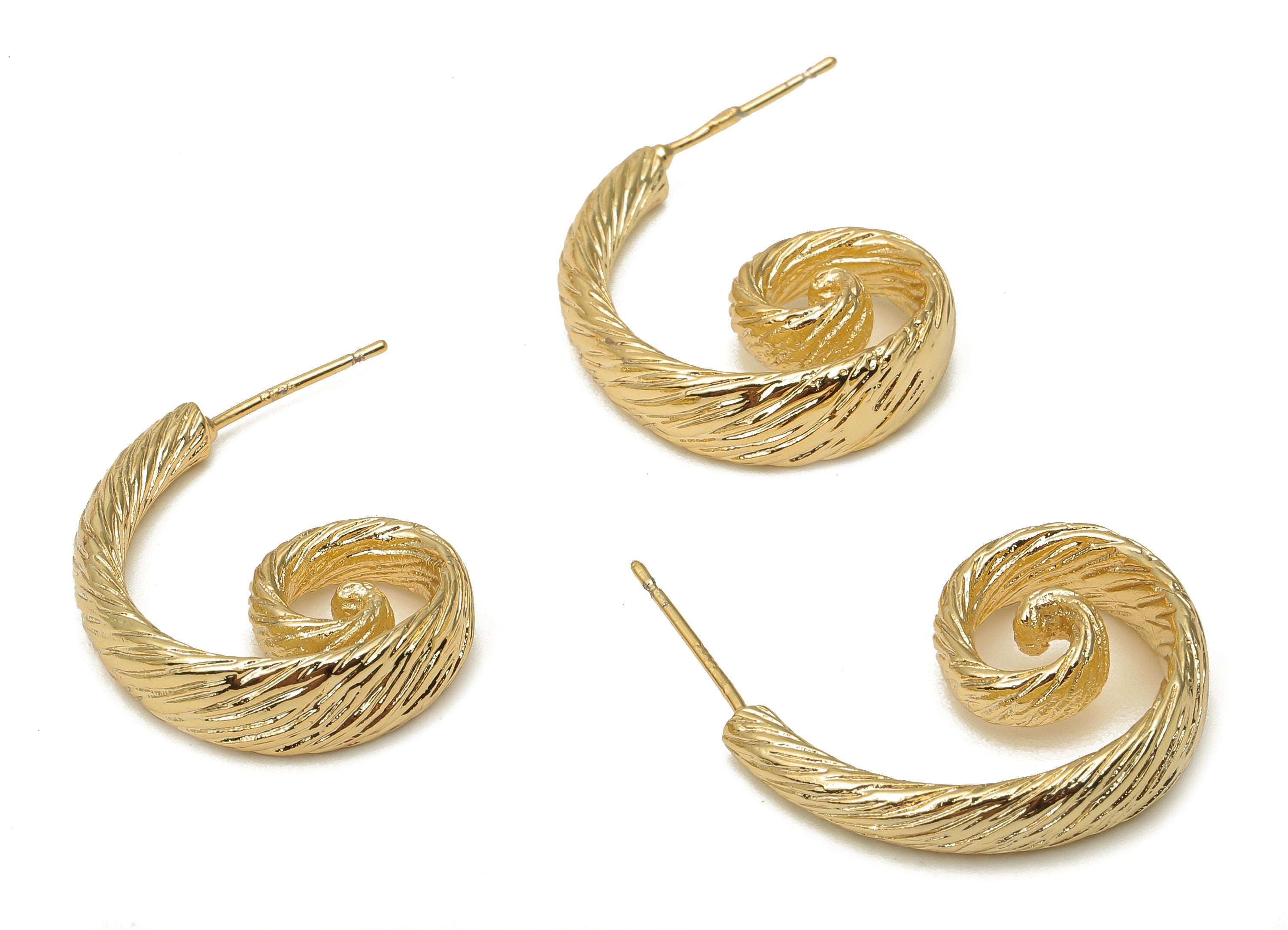 Brass Snail Earring Post - 925 Silver Stud - Brass Earrings Stud - 18K Real Gold Plated Brass - Brass Post - 24.7x19.18x2.62mm - RGP5118 - DOMEDBAZAAR