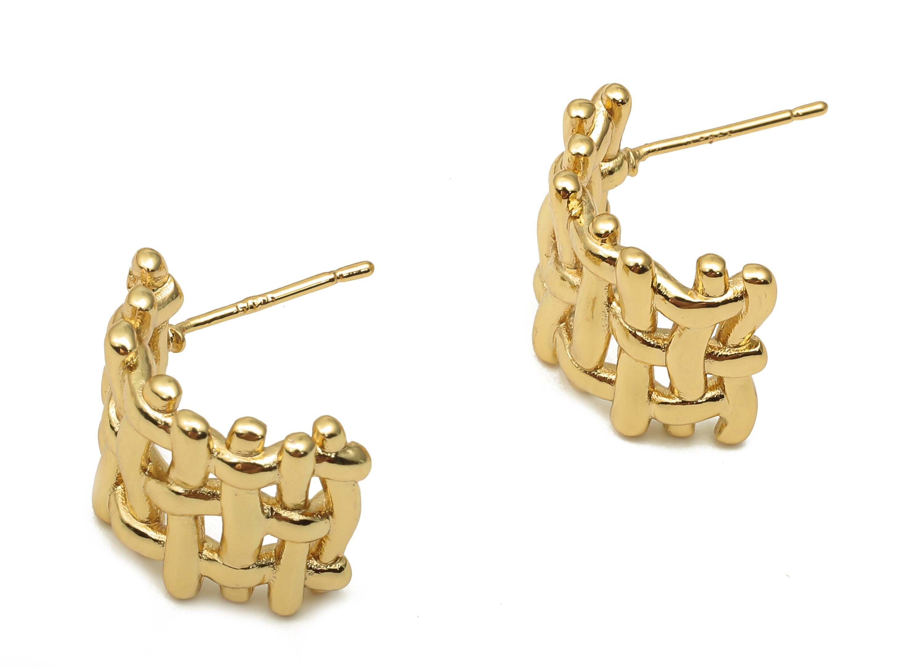 Brass Curve Earring Post - Brass C stud - 925 Silver Stud - 18K Real Gold Plated Brass - Stud Knot Earring - 17.86x7.39x2.73mm - RGP5125 - DOMEDBAZAAR