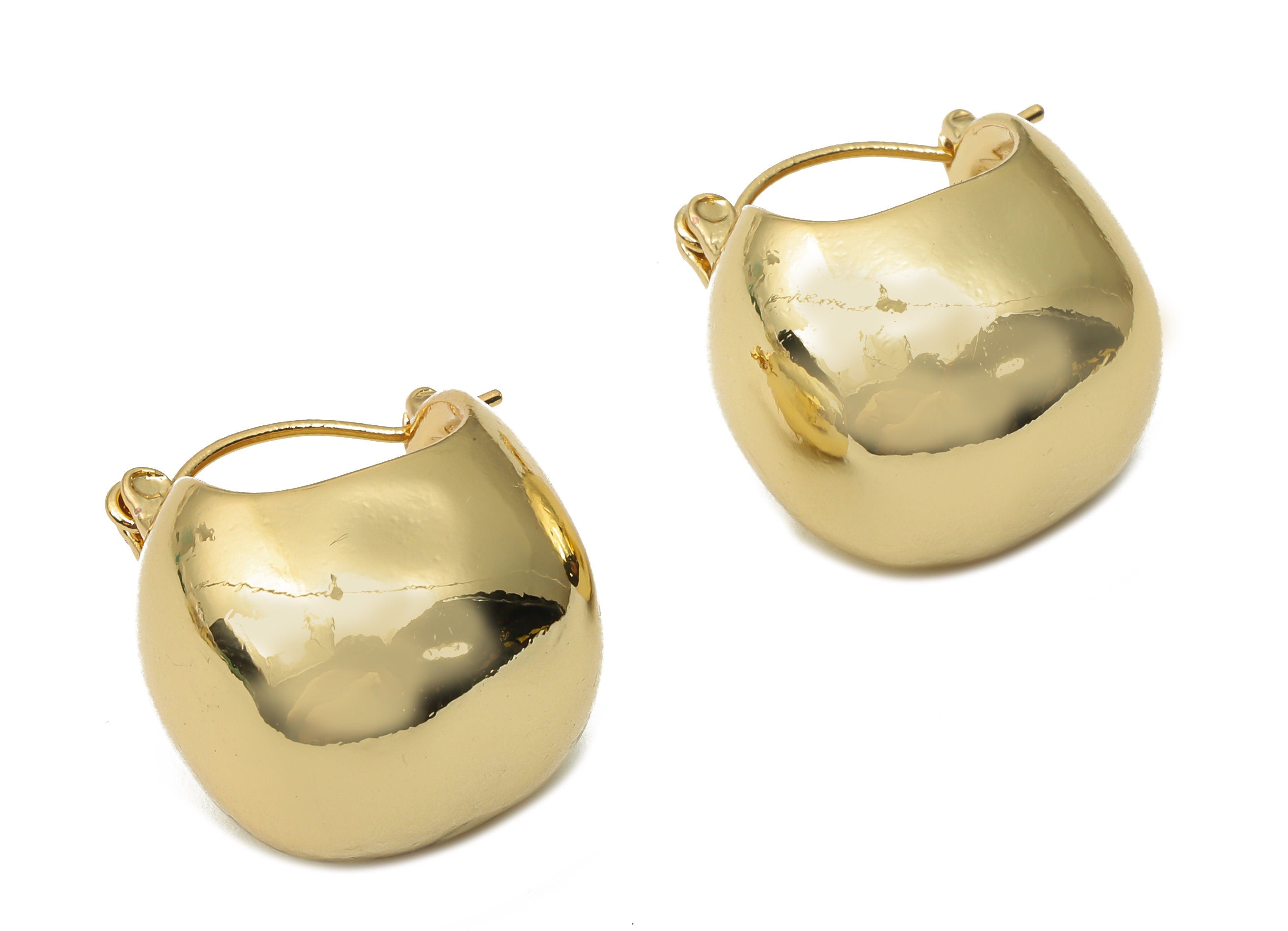 Brass Earrings Clasps - Brass Basket Bag Earrings - Stainless Steel Stud - 18K Real Gold Plated Brass - 20.4x19.1x1.15mm - RGP4985 - DOMEDBAZAAR