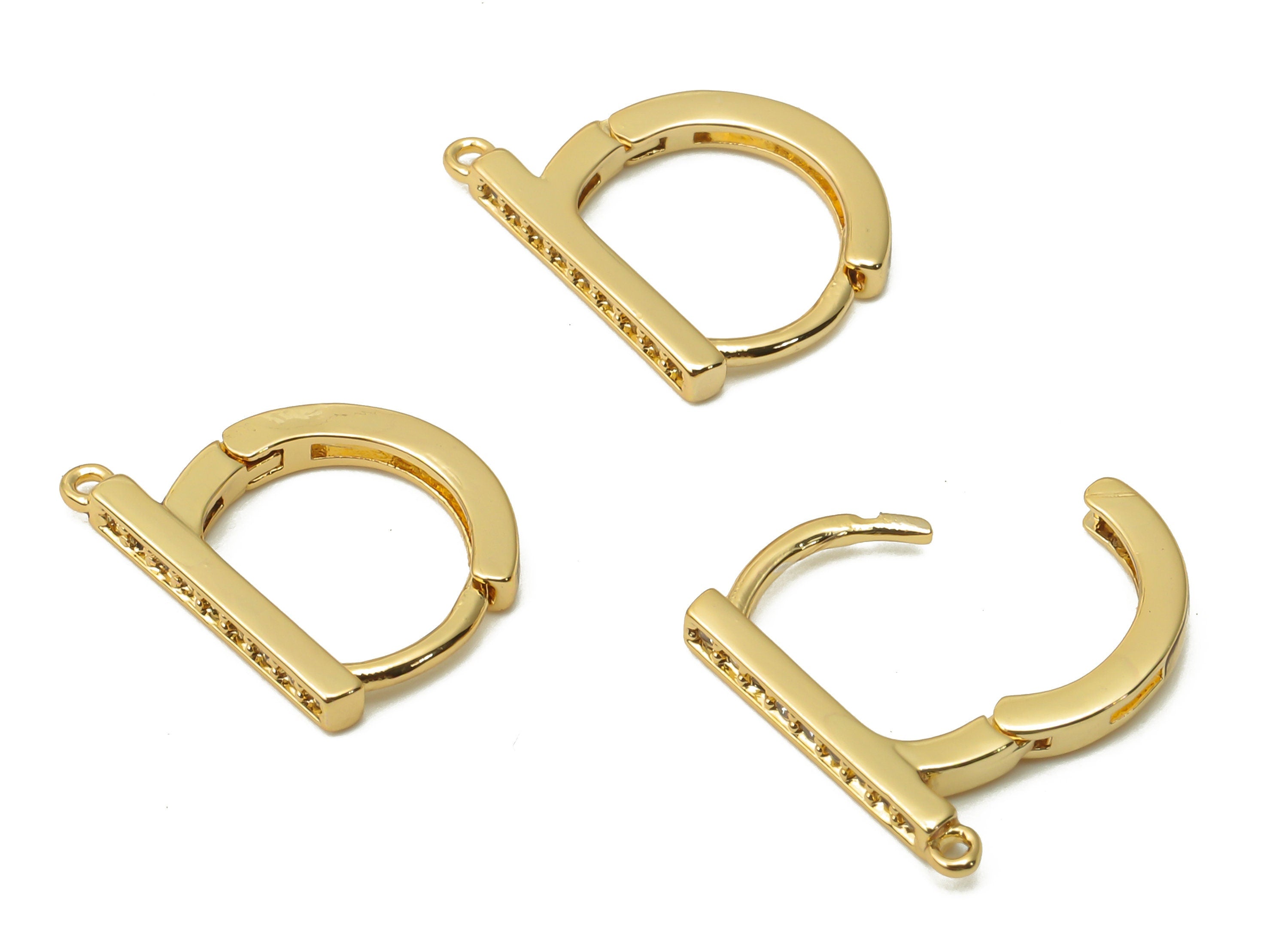 Brass Round Hoop Earring - Brass Huggie Hoop Earrings - Minimalist Bar Loop Earrings- 18K Real Gold Plated Brass - 12.7x10x1.26mm - RGP4999 - DOMEDBAZAAR