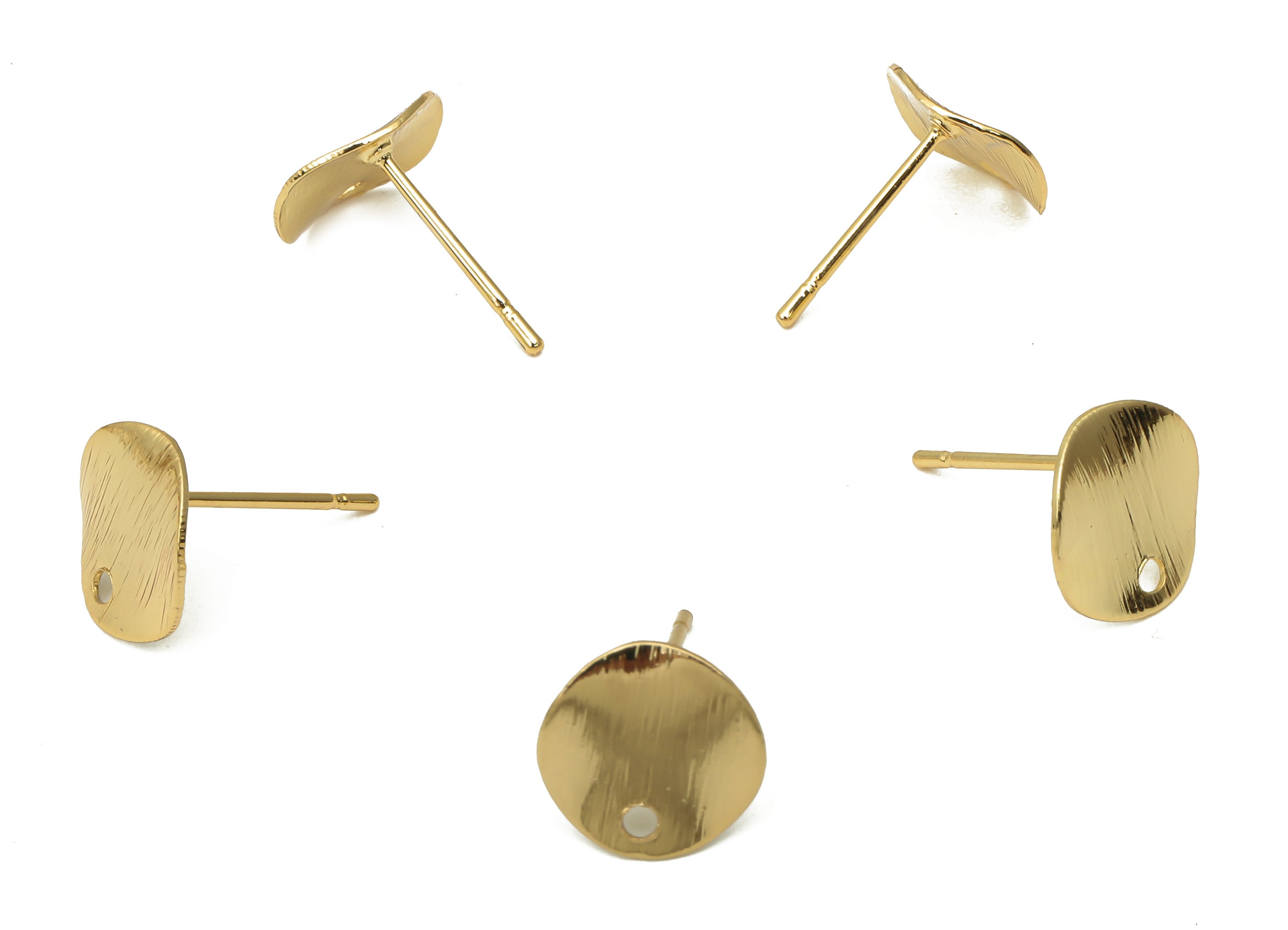 Brass Wavy Round Earring Post - Brass Circle Edges Stud - Stainless Steel Stud - 18K Real Gold Plated Brass - 10.11x10.11x0.72mm - RGP5180 - DOMEDBAZAAR
