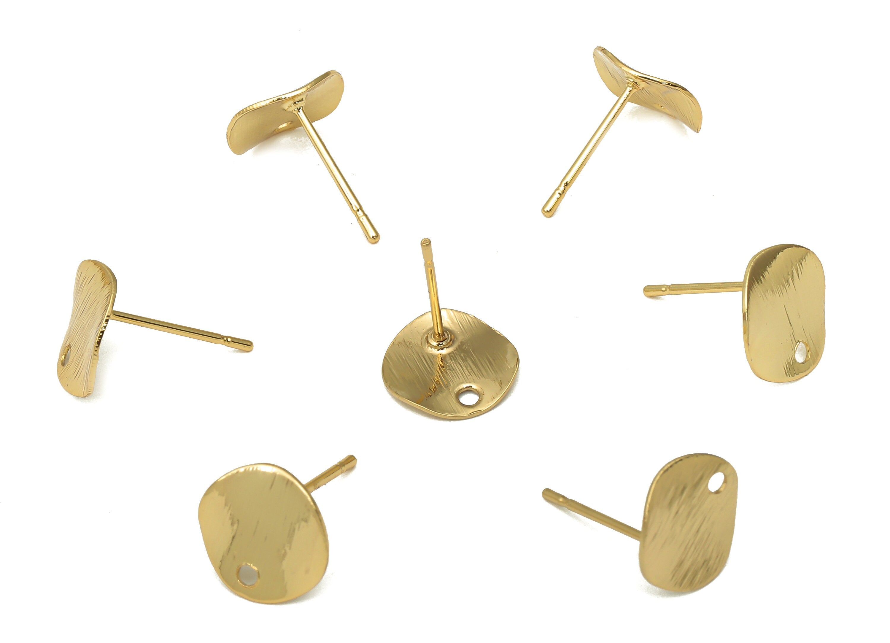 Brass Wavy Round Earring Post - Brass Circle Edges Stud - Stainless Steel Stud - 18K Real Gold Plated Brass - 10.11x10.11x0.72mm - RGP5180 - DOMEDBAZAAR