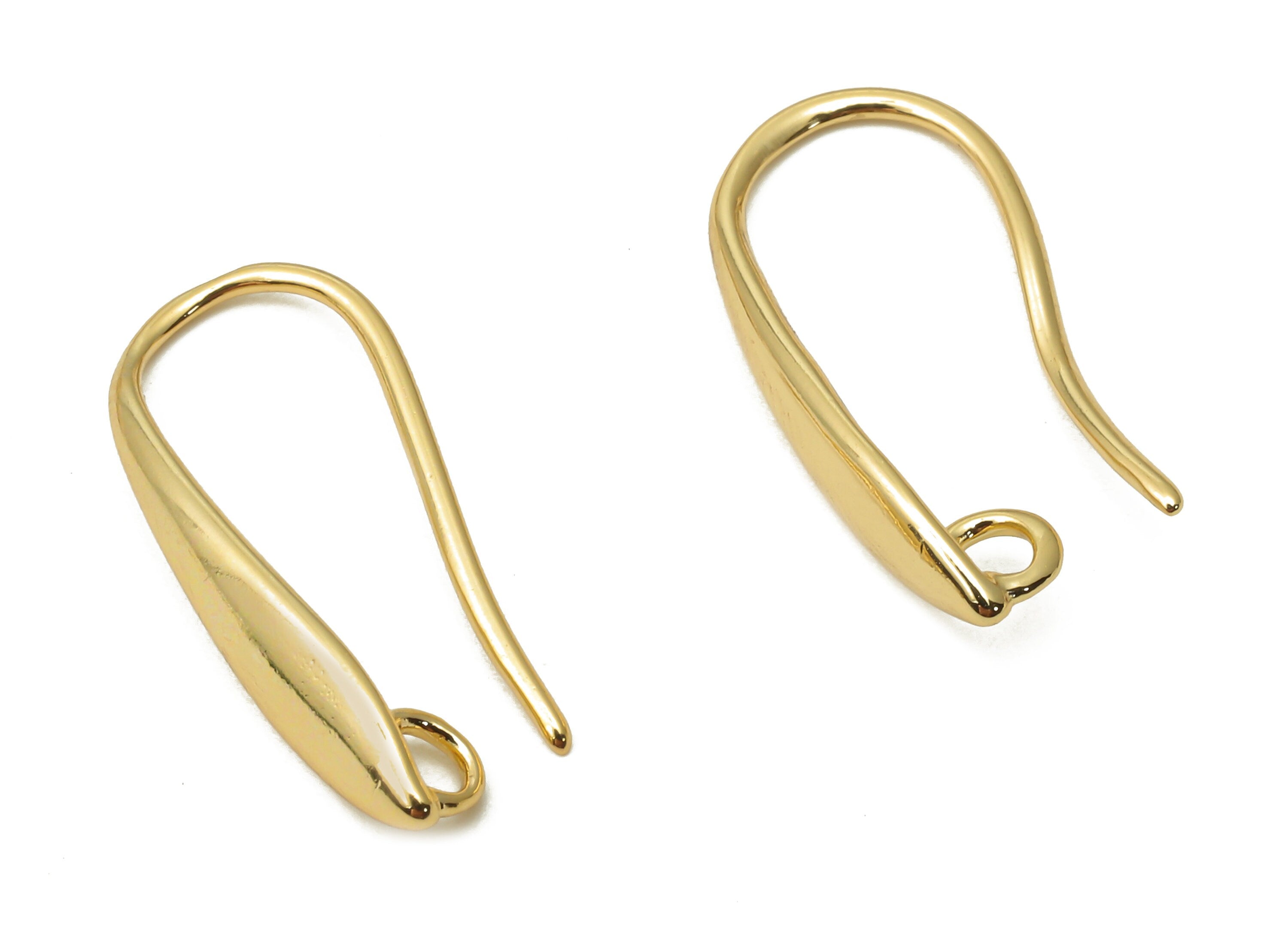 Gold Plated Brass Earrings - Brass Ear Hook Findings - Brass Earrings Wires - 18K Real Gold Plated Brass - 20.42x8.76x1.28mm - RGP5027 - DOMEDBAZAAR