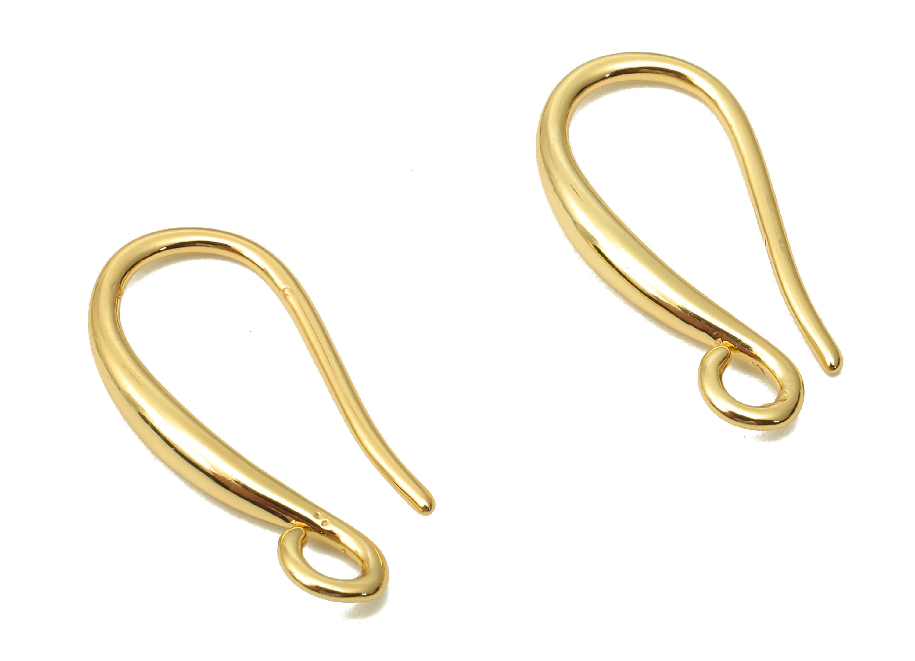 Brass Round Earrings Wires - Gold plated Hook Earring - Brass Earrings Findings - 18K Real Gold Plated Brass - 18.75x8.6x2.1mm - RGP5035 - DOMEDBAZAAR