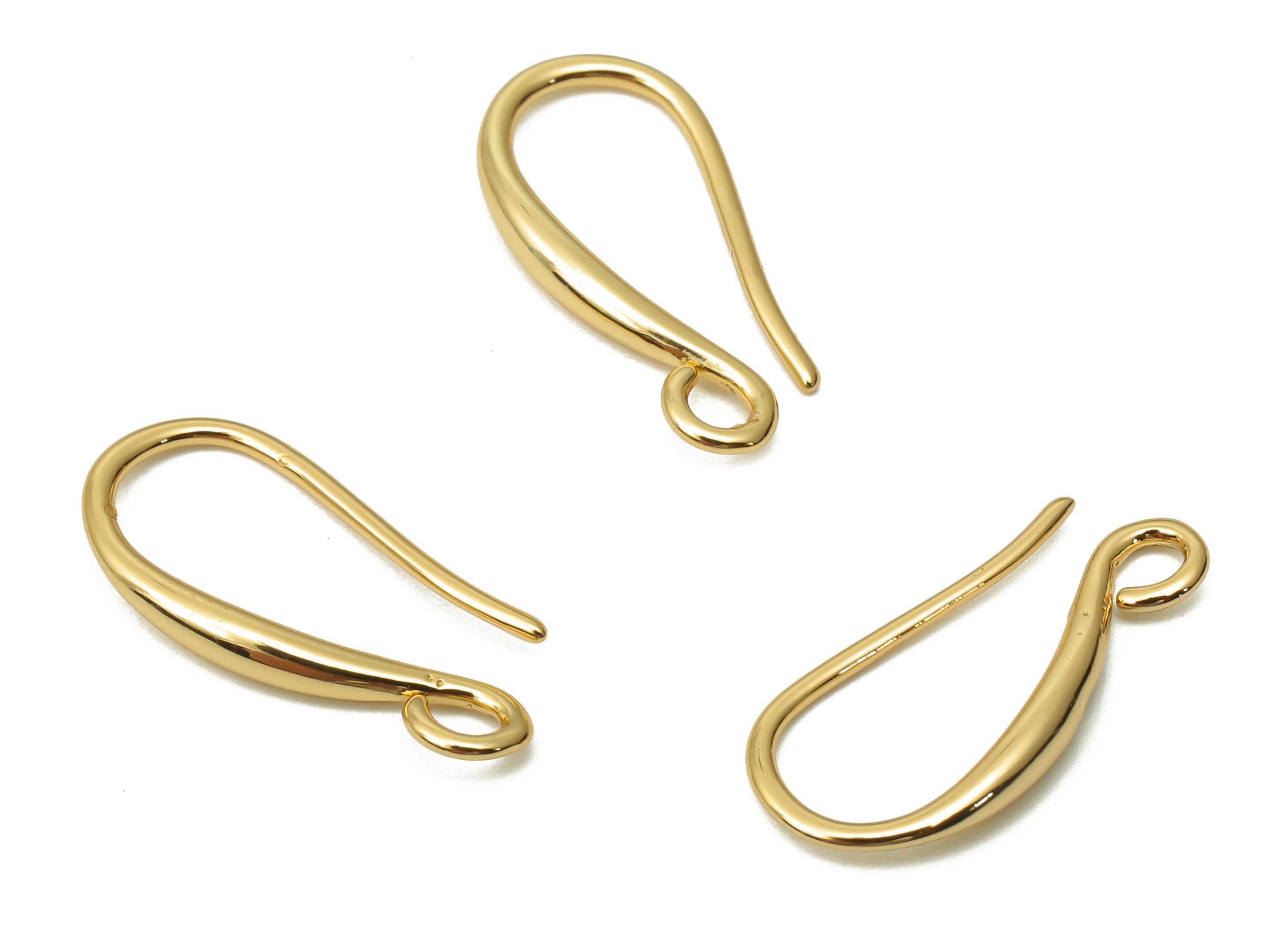 Brass Round Earrings Wires - Gold plated Hook Earring - Brass Earrings Findings - 18K Real Gold Plated Brass - 18.75x8.6x2.1mm - RGP5035 - DOMEDBAZAAR