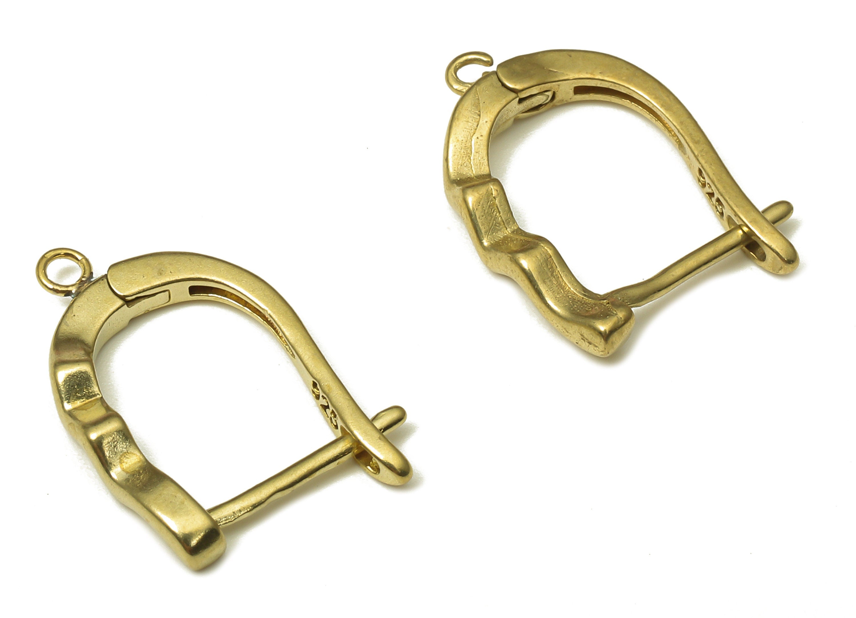 Brass Wavy Earring Clasp - Raw Brass Wave Hoop Earring Clasp With Loop - Brass Clasps - Clasps Earrings - 17.07x11.98x1.9mm - PP7509 - DOMEDBAZAAR