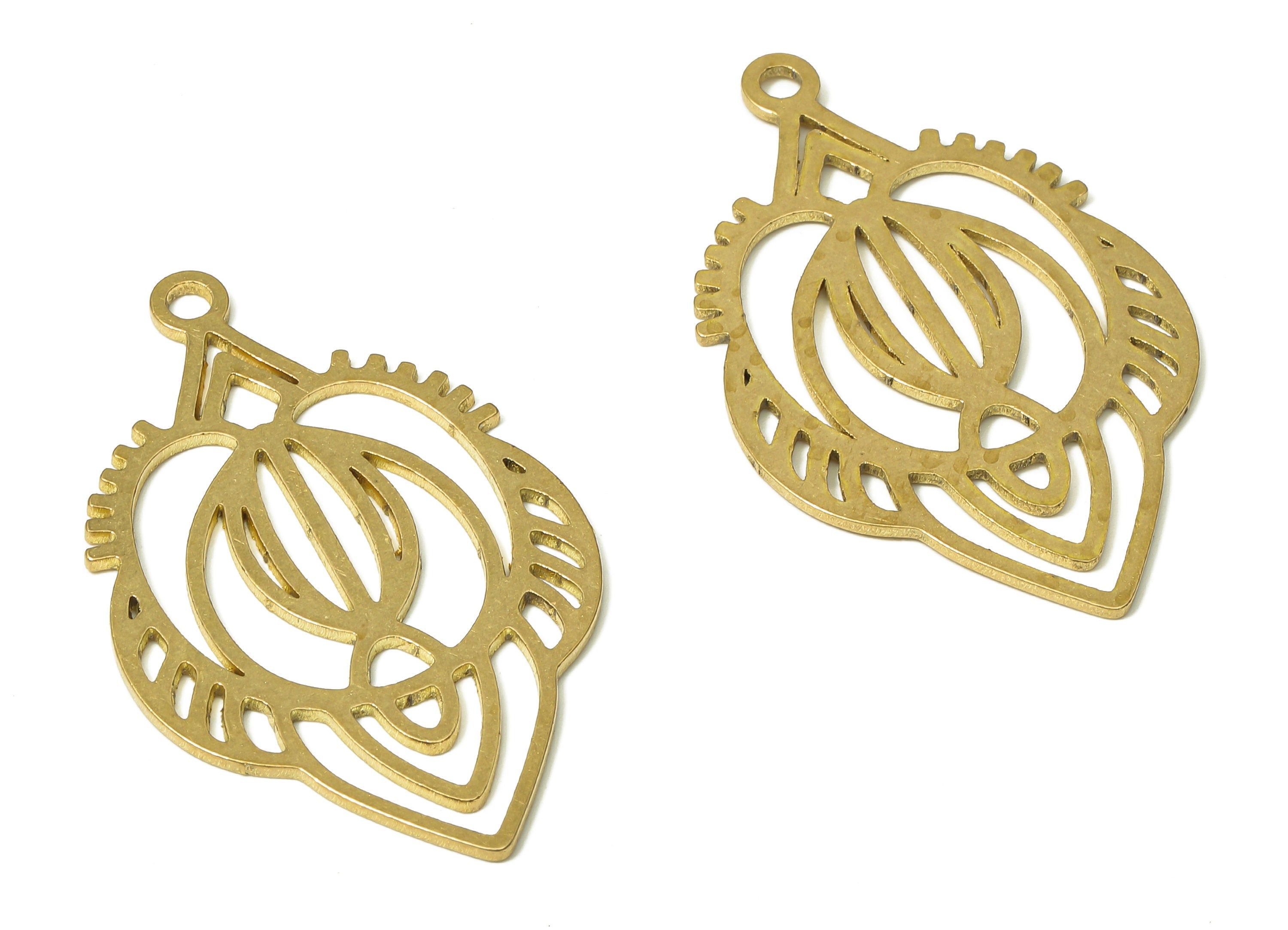 Brass Cutout Frog Earring Charm - Raw Brass Cutout Abstract Frog Pendant - Cutout Charms - Cutout Earring - 37.65x23.78x0.83mm - PPA2924 - DOMEDBAZAAR