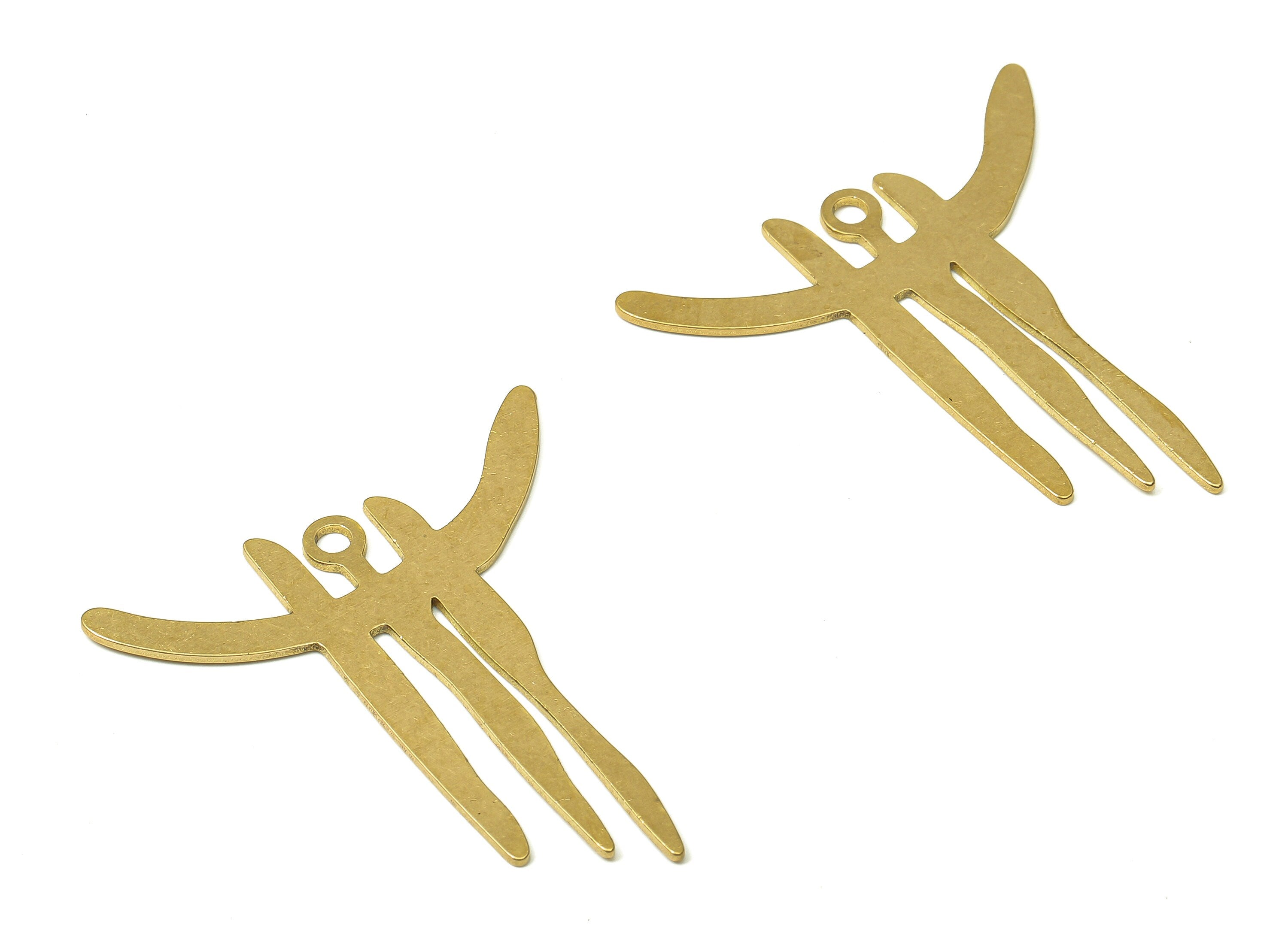 Brass Irregular Earring Charm - Raw Brass Irregular Cutout Pendant With Loop - Melting Earring Charm - 34.62x32.18x0.66mm - PPA4869 - DOMEDBAZAAR