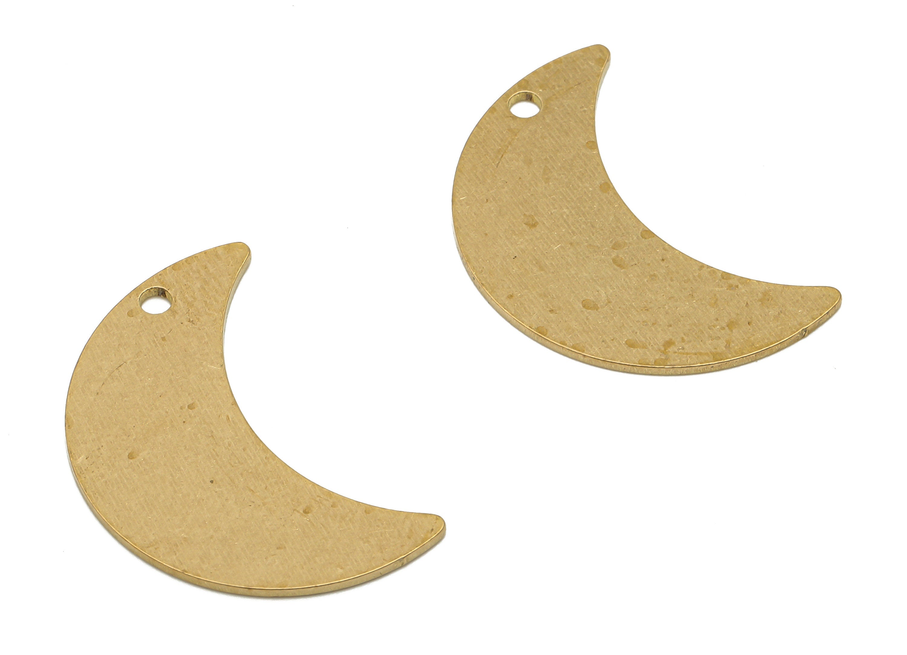 Raw Brass Moon Cutout Earring Charm - Brass Crescent Moon Pendant Charm - Laser Cut Charms - Jewelry Making - 24.77x16.34x0.68mm - PPA4054 - DOMEDBAZAAR