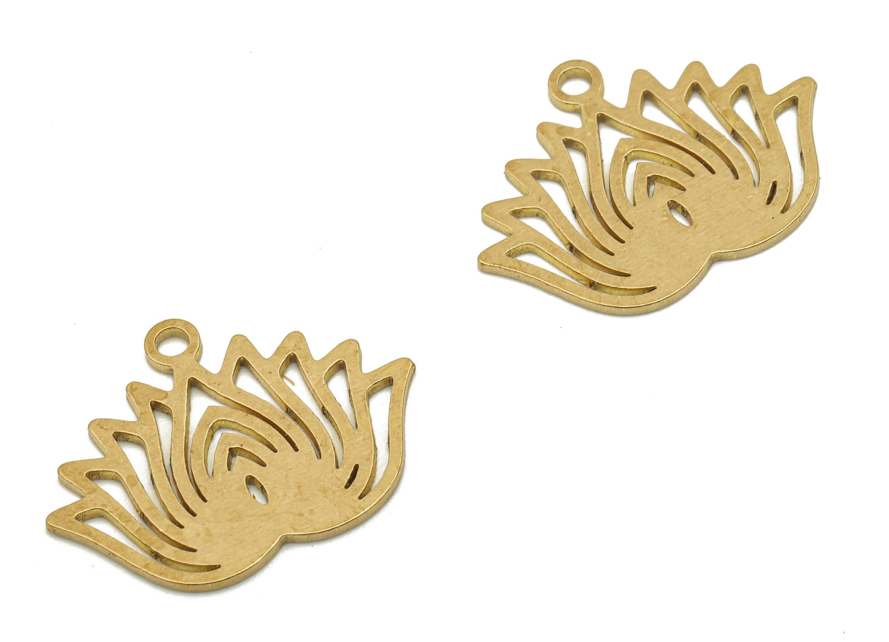 Raw Brass Laser Lotus Flower Charm - Raw Brass Flower Cutout Earring Charm - Laser Cut Pendant - Brass Findings - 19.74x15.24x0.66mm-PPA4119 - DOMEDBAZAAR