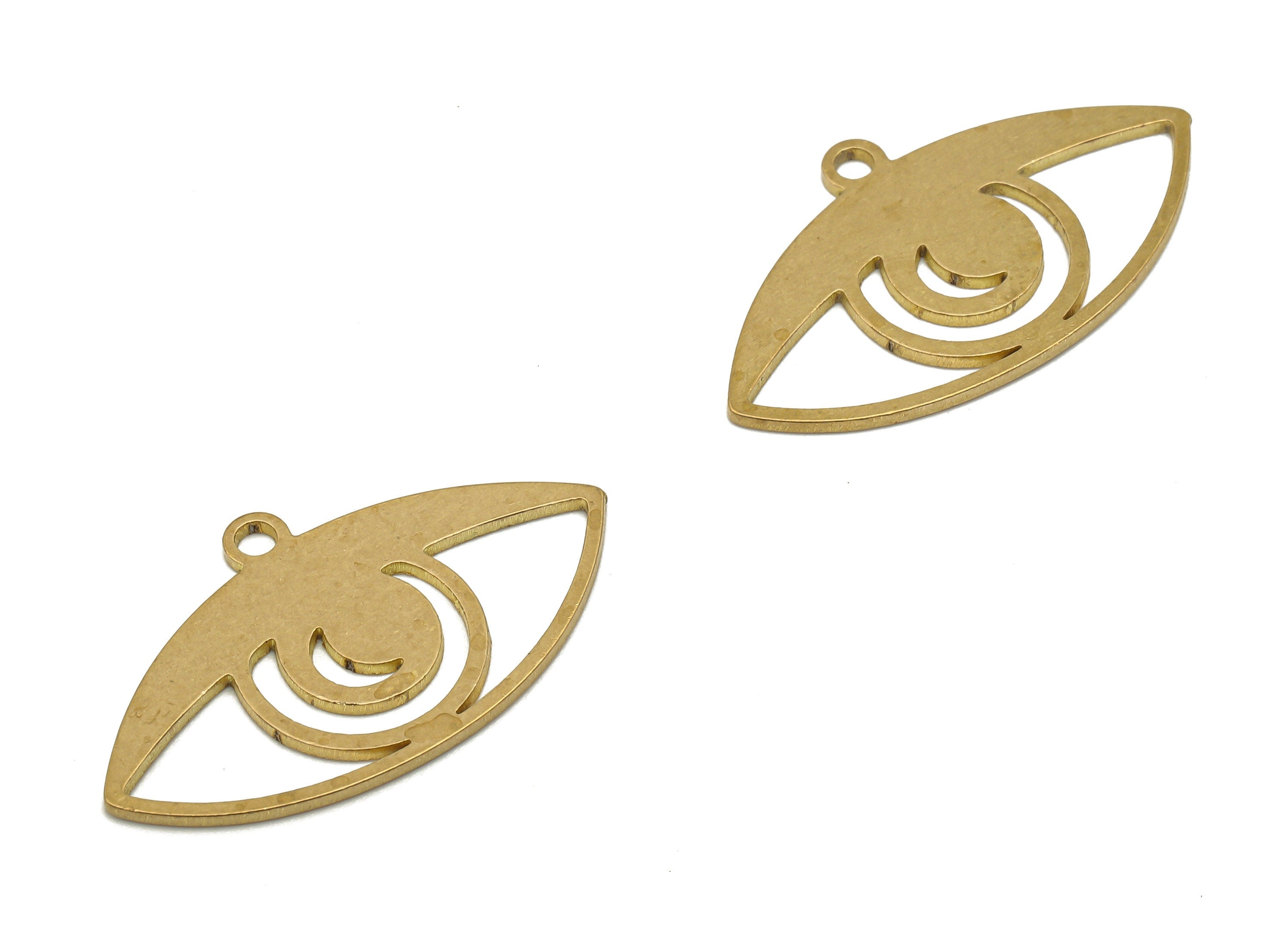 Brass Eye Charms - Raw Brass Cutout Earrings Charm - Laser Cut Pendant - DIY Making Charm - Jewelry Supplies - 24.82x14.52x0.67mm - PPA4218 - DOMEDBAZAAR