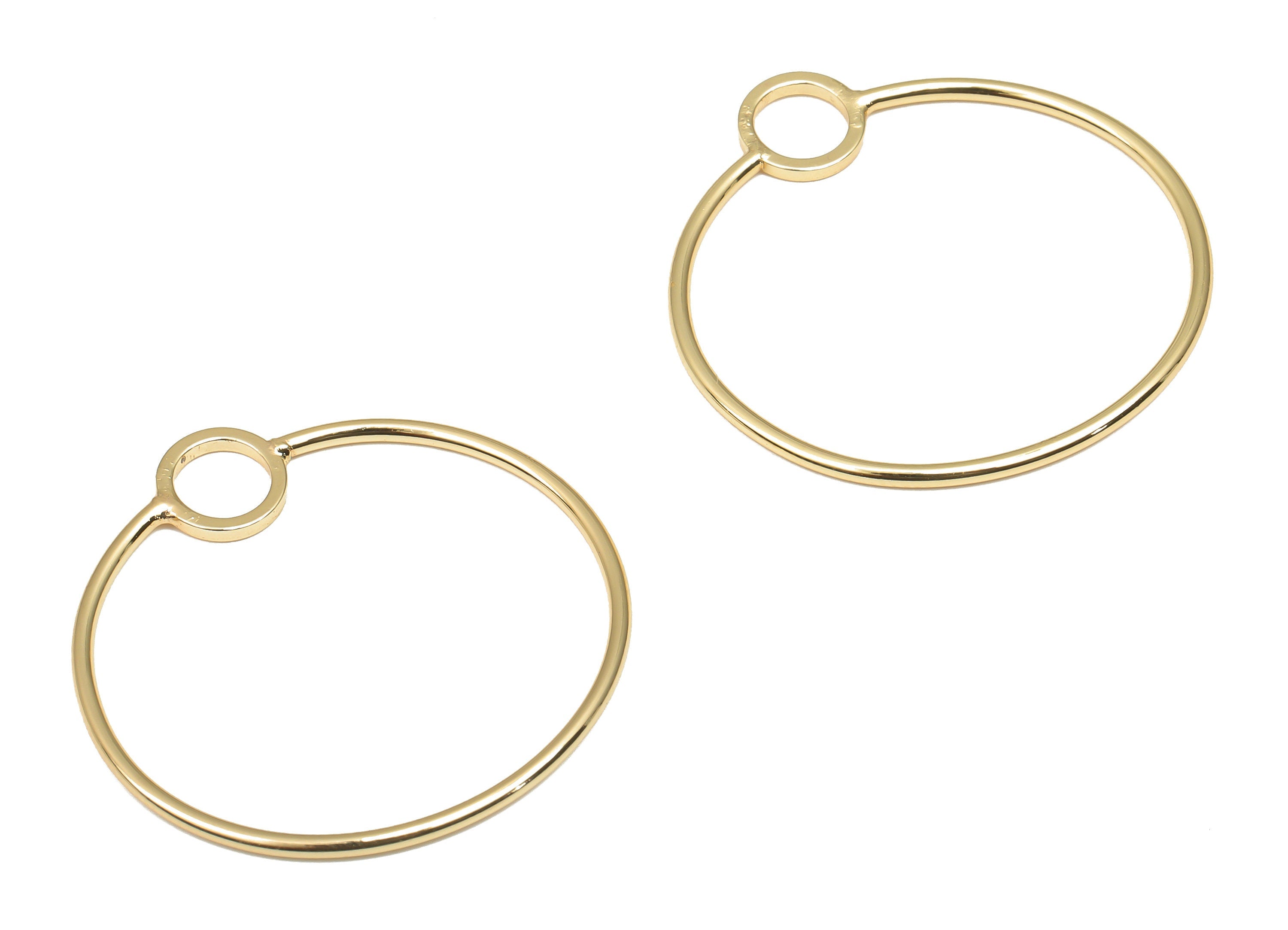 Brass Round Charms - Brass Circle Hoop Earring Charm - 18K Real Gold Plated Brass Pendant - For Necklace - 30.44x29.34x1.27mm - RGP4674 - DOMEDBAZAAR