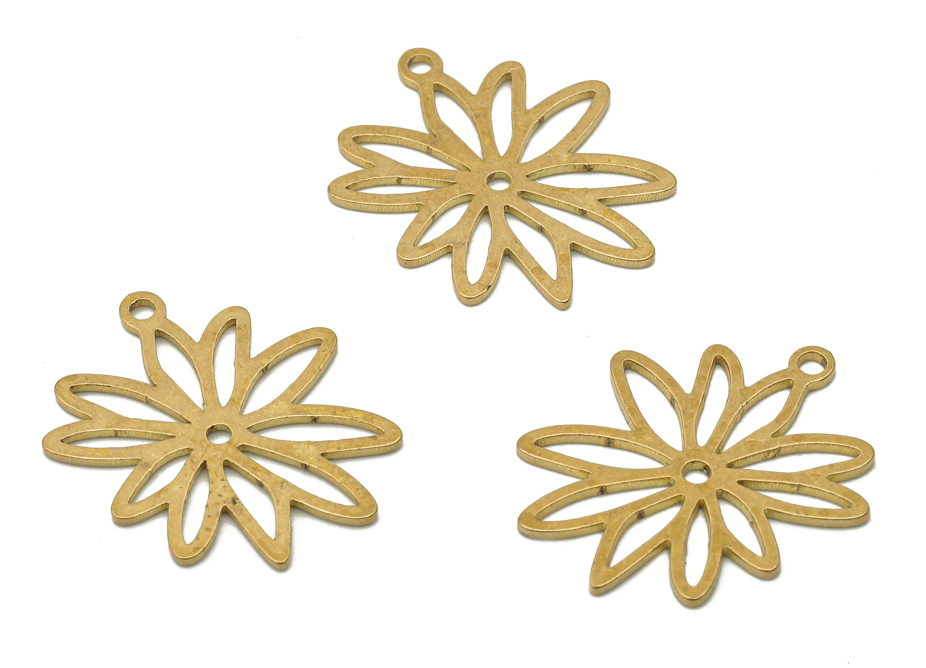 Brass Flower Charms - Raw Brass Flower Leaf Cutout Pendant -Earring Findings - Laser Cut Brass Jewelry Supplies - 19.8x16.8x0.72mm- PPA4266 - DOMEDBAZAAR
