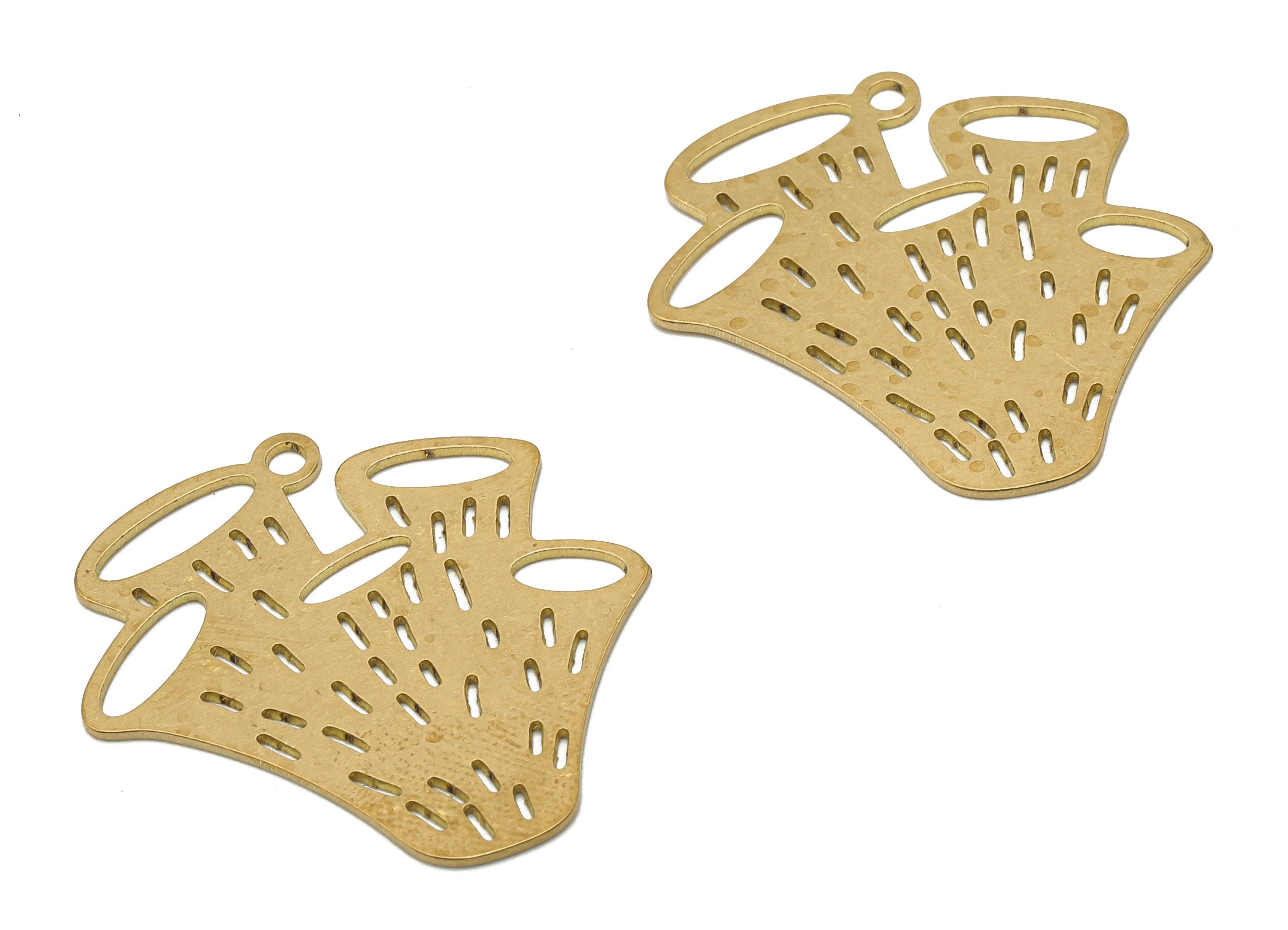 Brass Sea Plant Earring Charm - Raw Brass Sea Plant Cutout Pendant - Earring Findings - Jewelry Making Supplies - 29.46x26.9x0.7mm - PPA4334 - DOMEDBAZAAR