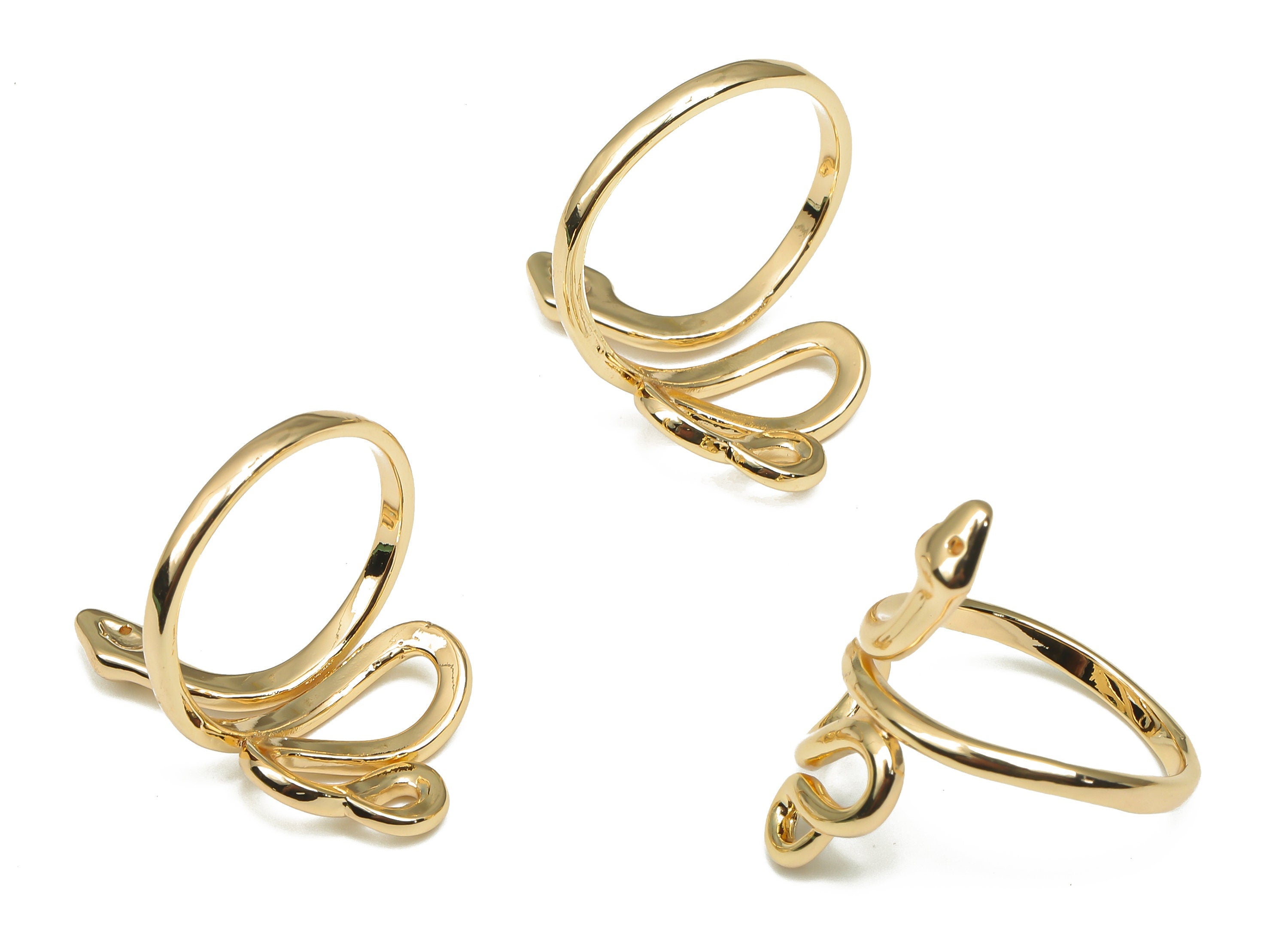 Brass Snake Ring Charm - Gold Spiral Ring - 18k Real Gold Plated Brass - Gold Wrap Ring - Adjustable Ring - 25.1x18.98x1.33mm - RGP4682 - DOMEDBAZAAR