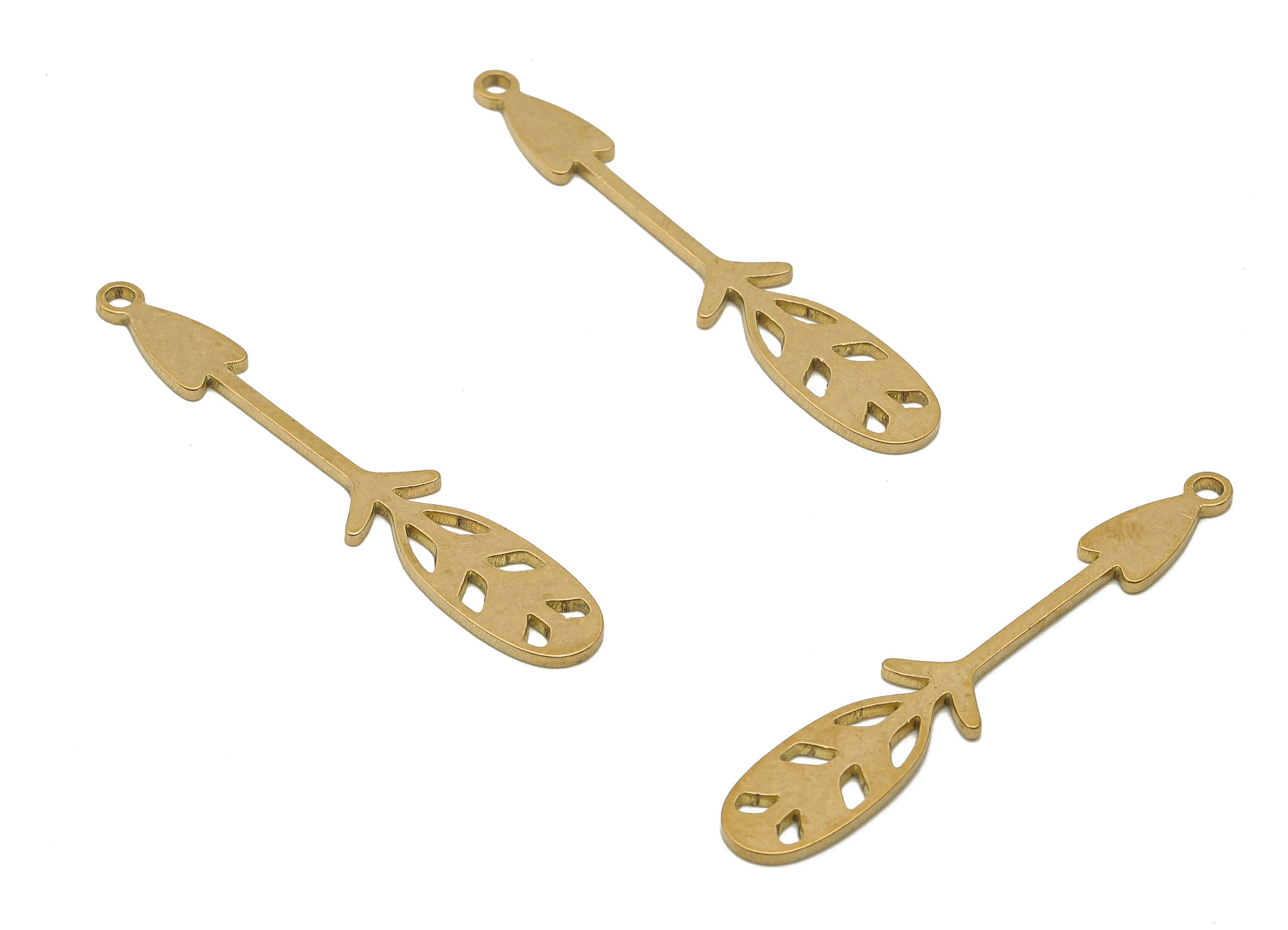 Brass Arrow Wing Earring Charms - Raw Brass Wing Arrow Cutout Pendant - Laser Cut Charms - Drop Earring Charm - 39.74x7.22x0.85mm - PPA4354 - DOMEDBAZAAR