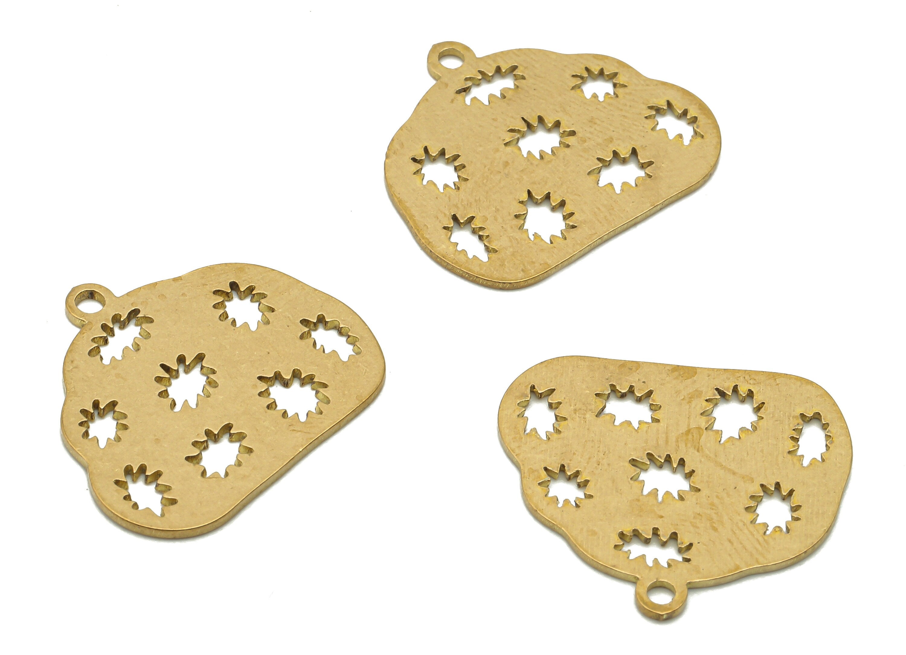 Raw Brass Cloud Star Charm - Brass Cloud Cutout Earrings Charm - Laser Cut Charm - Jewelry Making Supplies - 17.47x19.74x0.65mm- PPA4371 - DOMEDBAZAAR