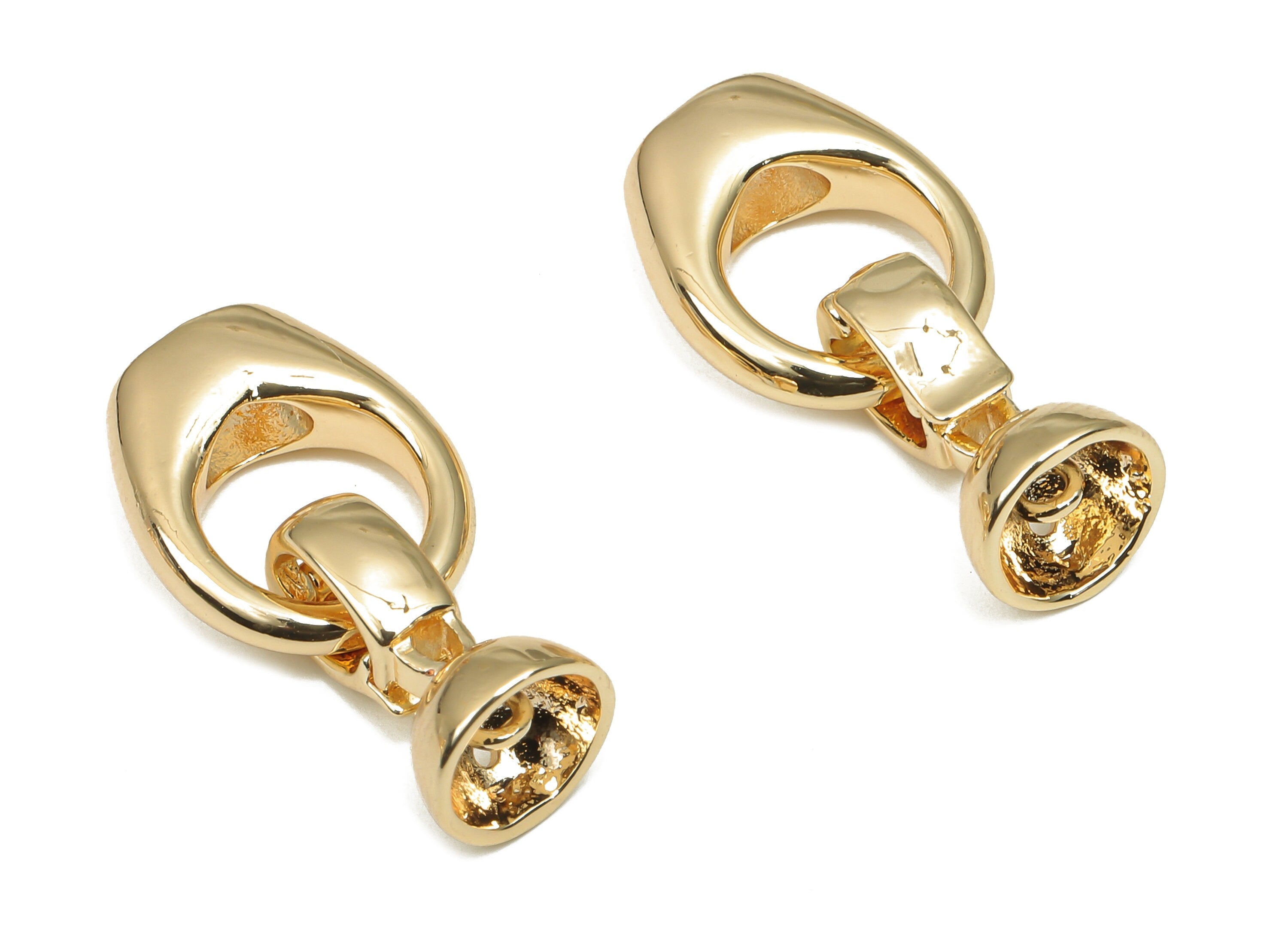 Brass Circle Toggle Clasp - Brass Round Clasps - 18K Real Gold Plated Brass Charm - Brass Bracelet - 24.8x11.89x4.83mm - RGP4689 - DOMEDBAZAAR