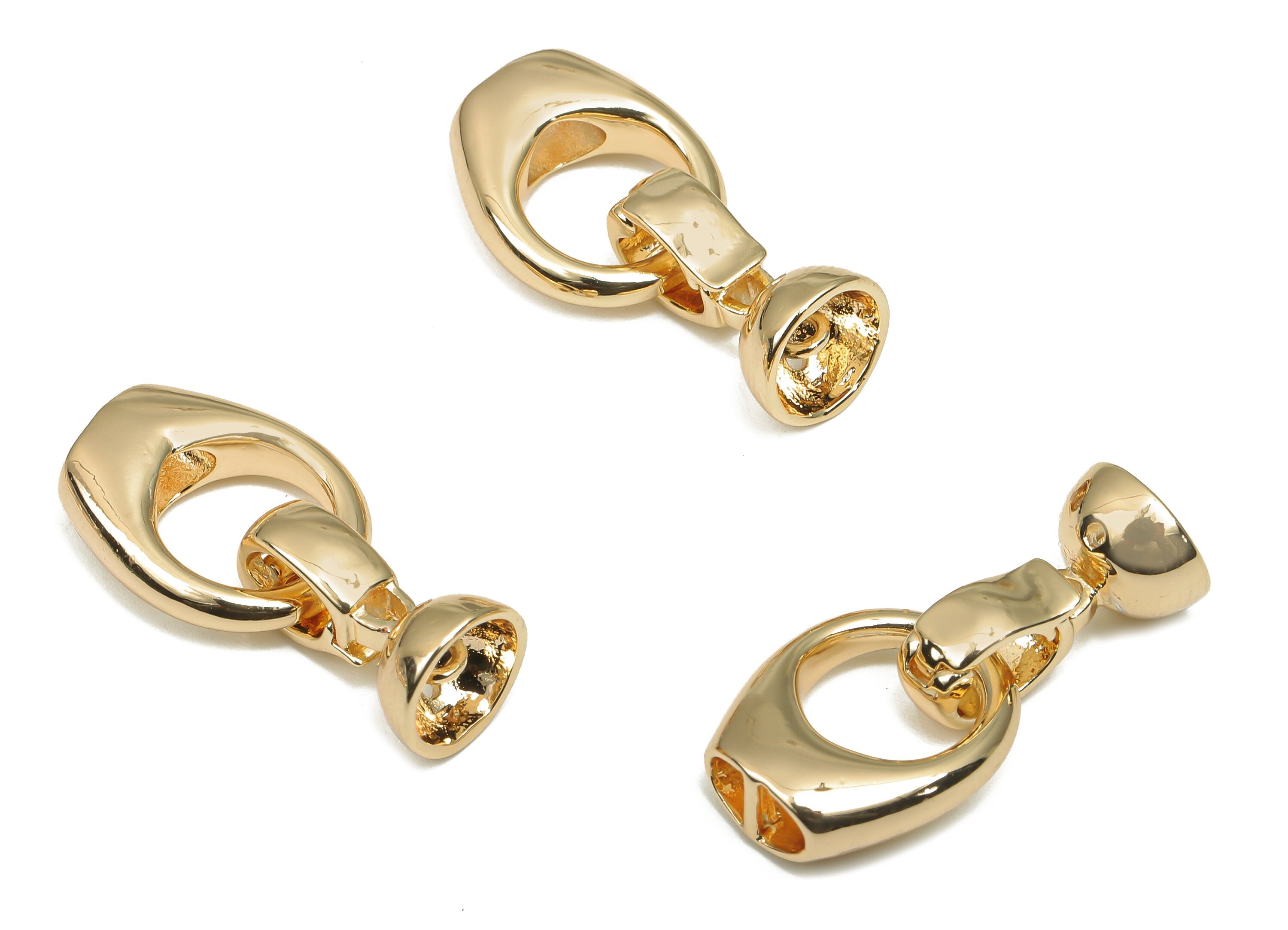 Brass Circle Toggle Clasp - Brass Round Clasps - 18K Real Gold Plated Brass Charm - Brass Bracelet - 24.8x11.89x4.83mm - RGP4689 - DOMEDBAZAAR