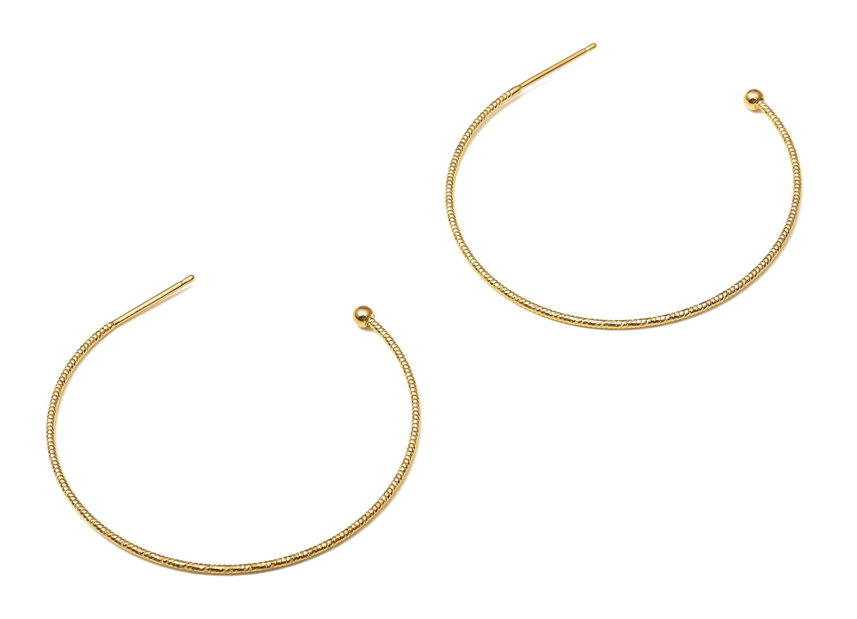 Brass Round Wire Earring Stud - Circle Open Hoop Earring Post - 316 Stainless Steel - 18K Real Gold Plating - 41.35x40.89x1.06mm - RGP5230 - DOMEDBAZAAR
