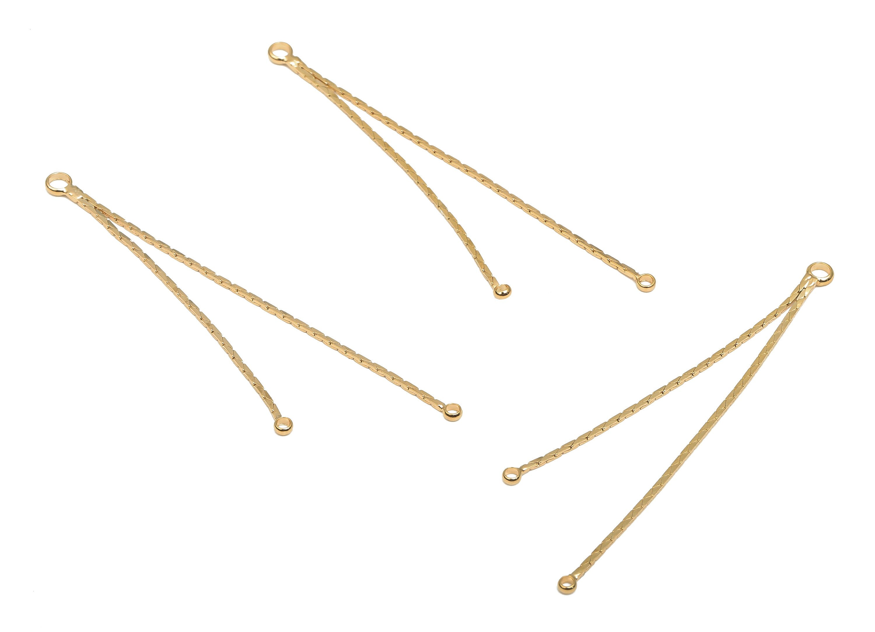 Brass Snake Chains Tassel - Gold Plated Brass Chain Tassel With 2 Loops - Brass Earring Findings - 52.85x2.9x1mm - RGP4717 - DOMEDBAZAAR