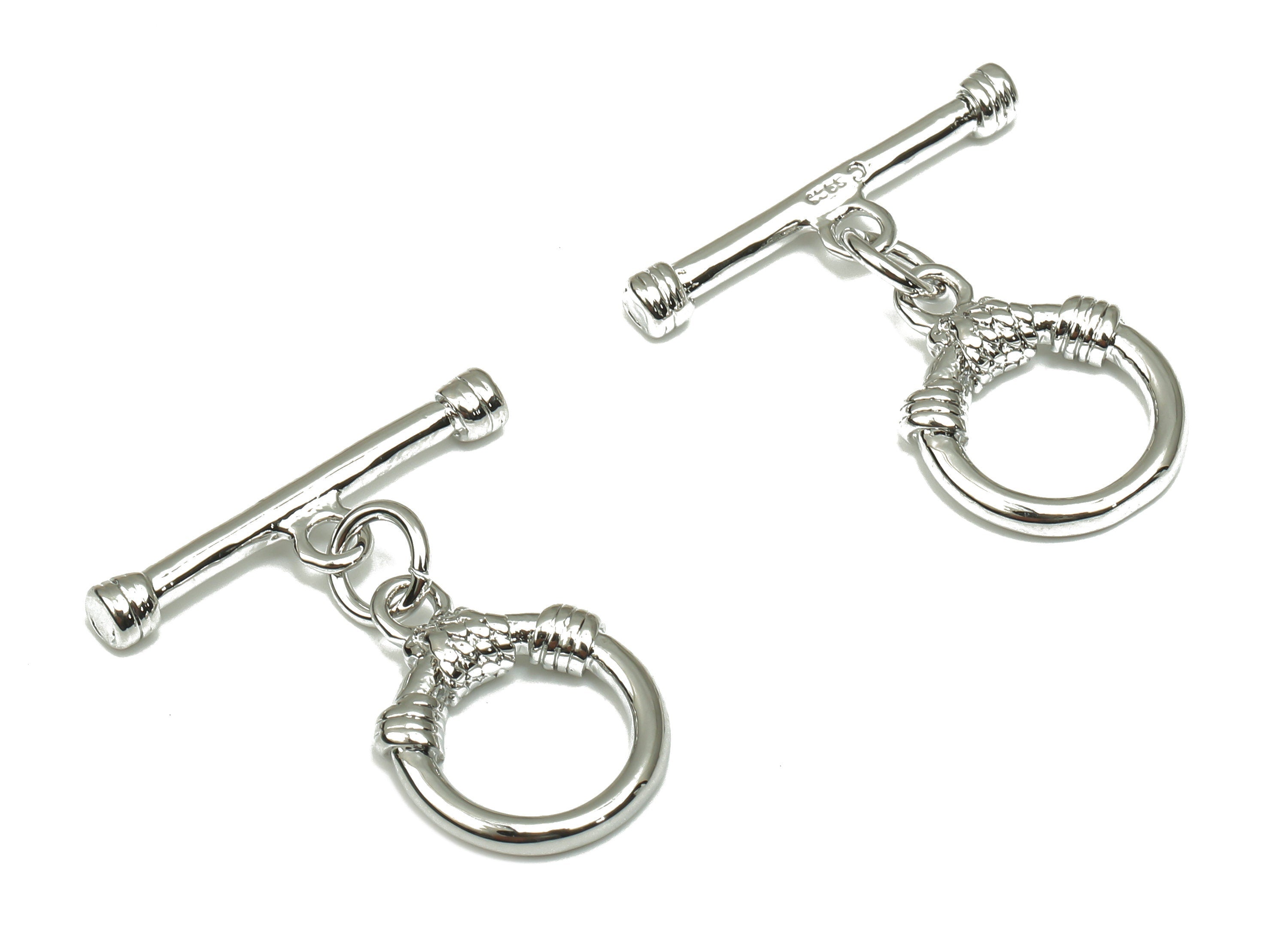 Brass Round Toggle Clasps – Gold Ring Circle Toggle Clasp - 18K Real White Gold Plated Brass – Jewelry Clasp - 21.27x19.46x2.8mm - RGP4725S - DOMEDBAZAAR