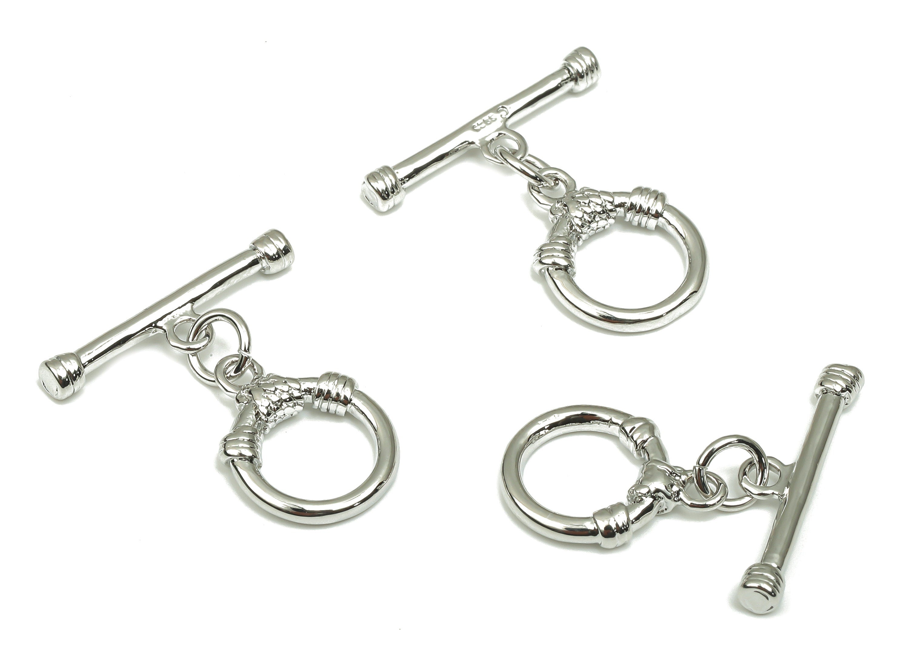 Brass Round Toggle Clasps – Gold Ring Circle Toggle Clasp - 18K Real White Gold Plated Brass – Jewelry Clasp - 21.27x19.46x2.8mm - RGP4725S - DOMEDBAZAAR