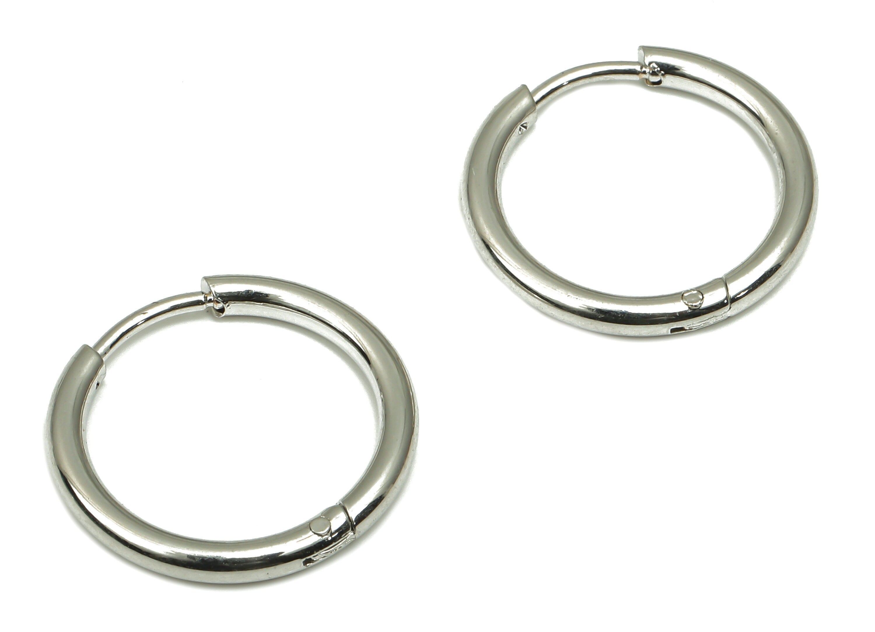 Hoop Earring Clasp - Brass Circle Earrings - 18k Real White Gold Plated Round Brass - Jewelry Supplies - 18.24x18.24x2.11mm - RGP4728S - DOMEDBAZAAR
