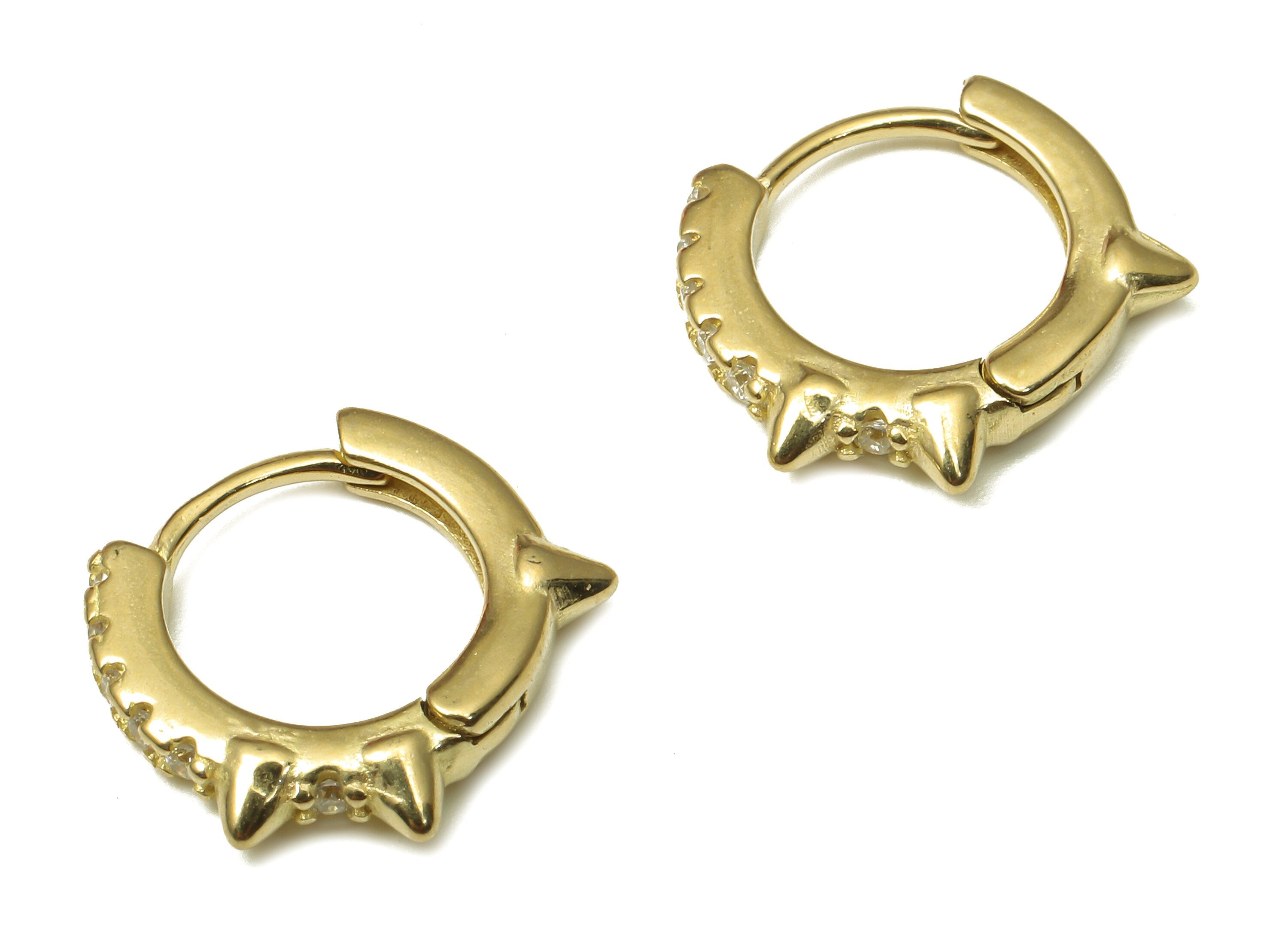 Brass Round Conic Earring Clasp - Raw Brass Conical Huggie Thick Hoop with Zircon - Brass Circle Hoop Earrings - 14.2x13.63x2.25mm - PP7903 - DOMEDBAZAAR