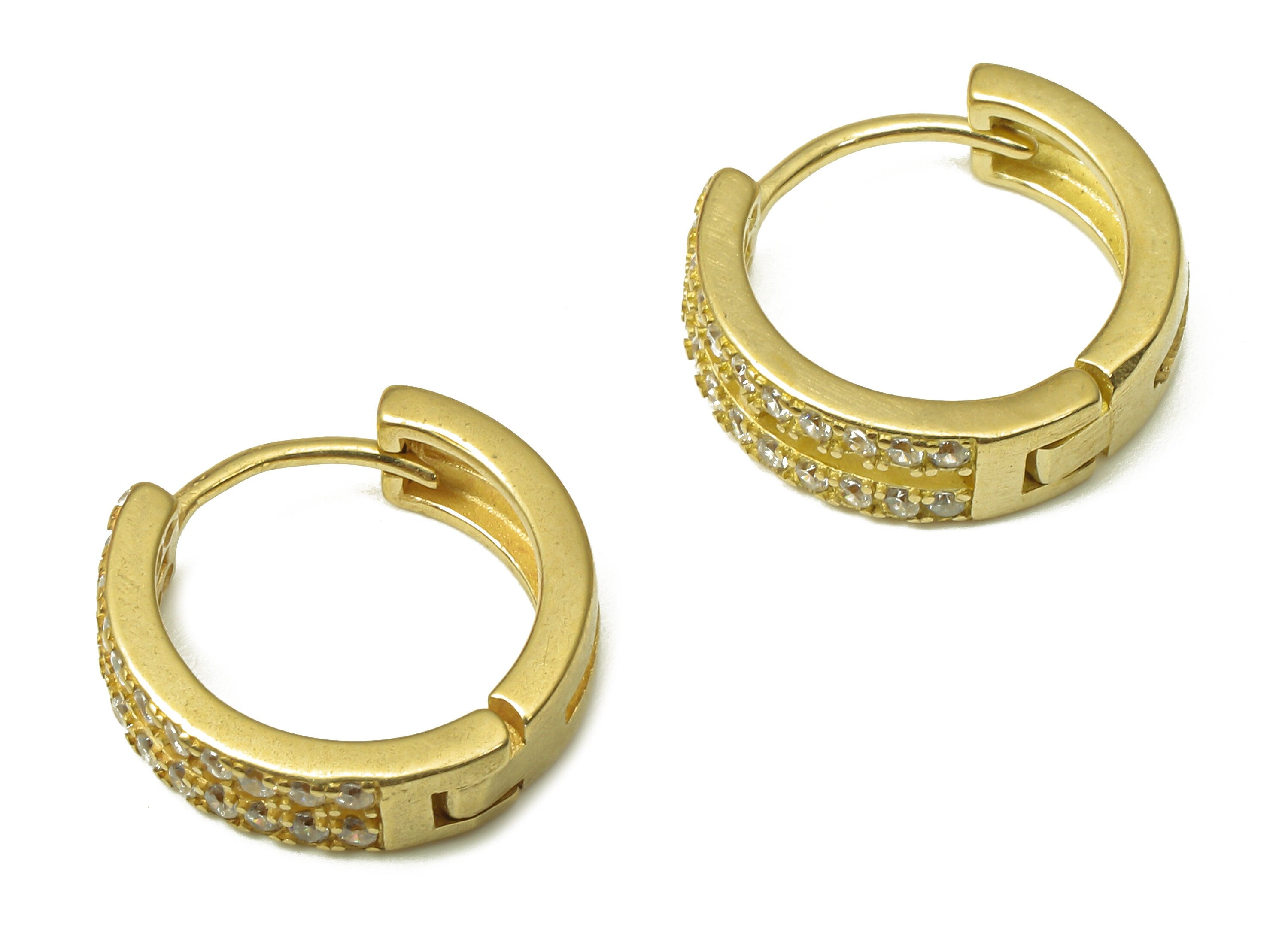 Brass Round Earring Clasp - Raw Brass Huggie Thick Hoop with Zircon - Brass Circle Hoop Earrings - 13.66x12.92x1.71mm - PP7907 - DOMEDBAZAAR