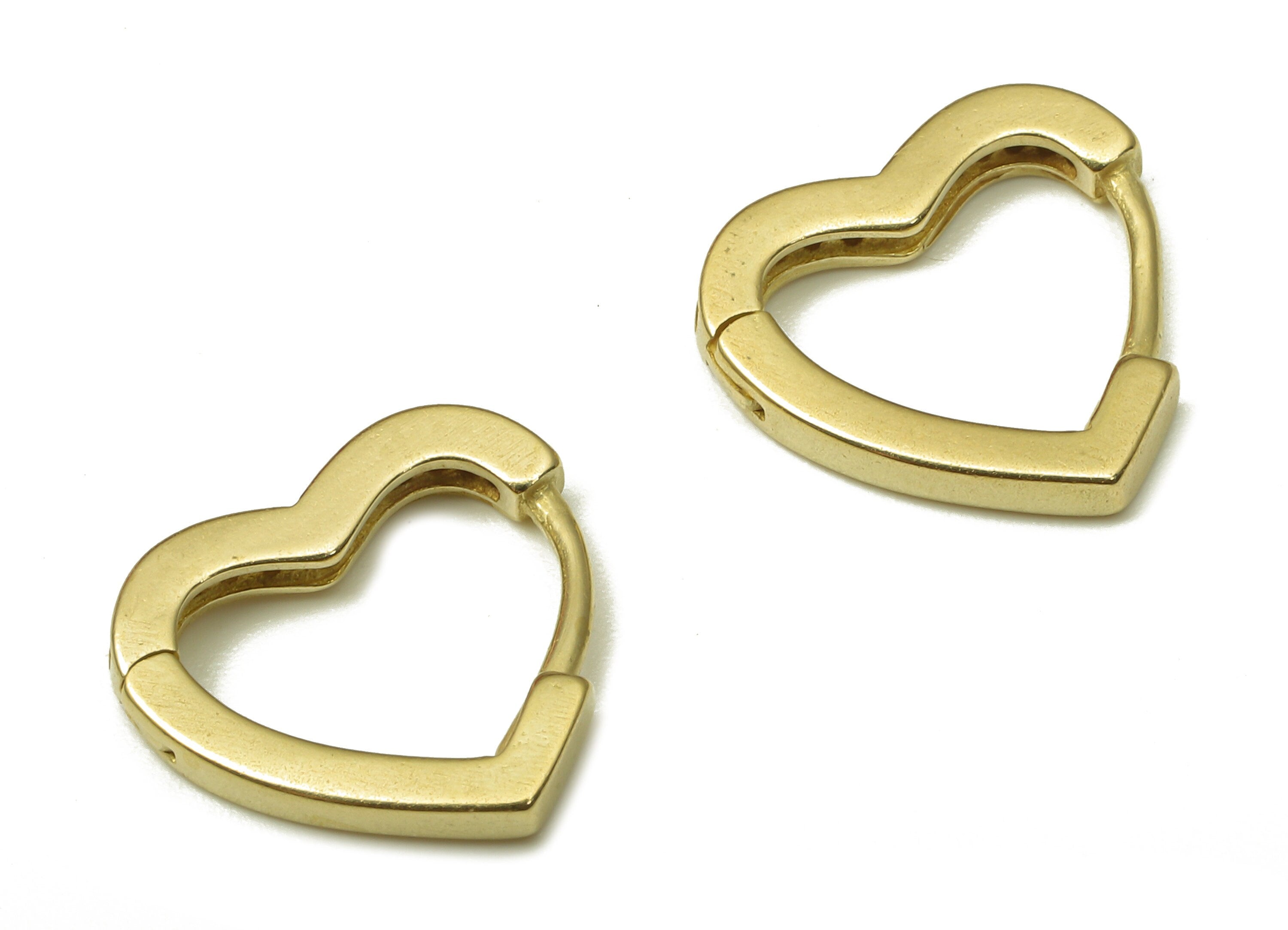 Brass Small Love Heart Earring Clasp - Raw Brass Huggie Earring with Zircon - Huggie Hoop Earring - Hoop Earring - 12.23x11.5x1.86mm -PP7914 - DOMEDBAZAAR