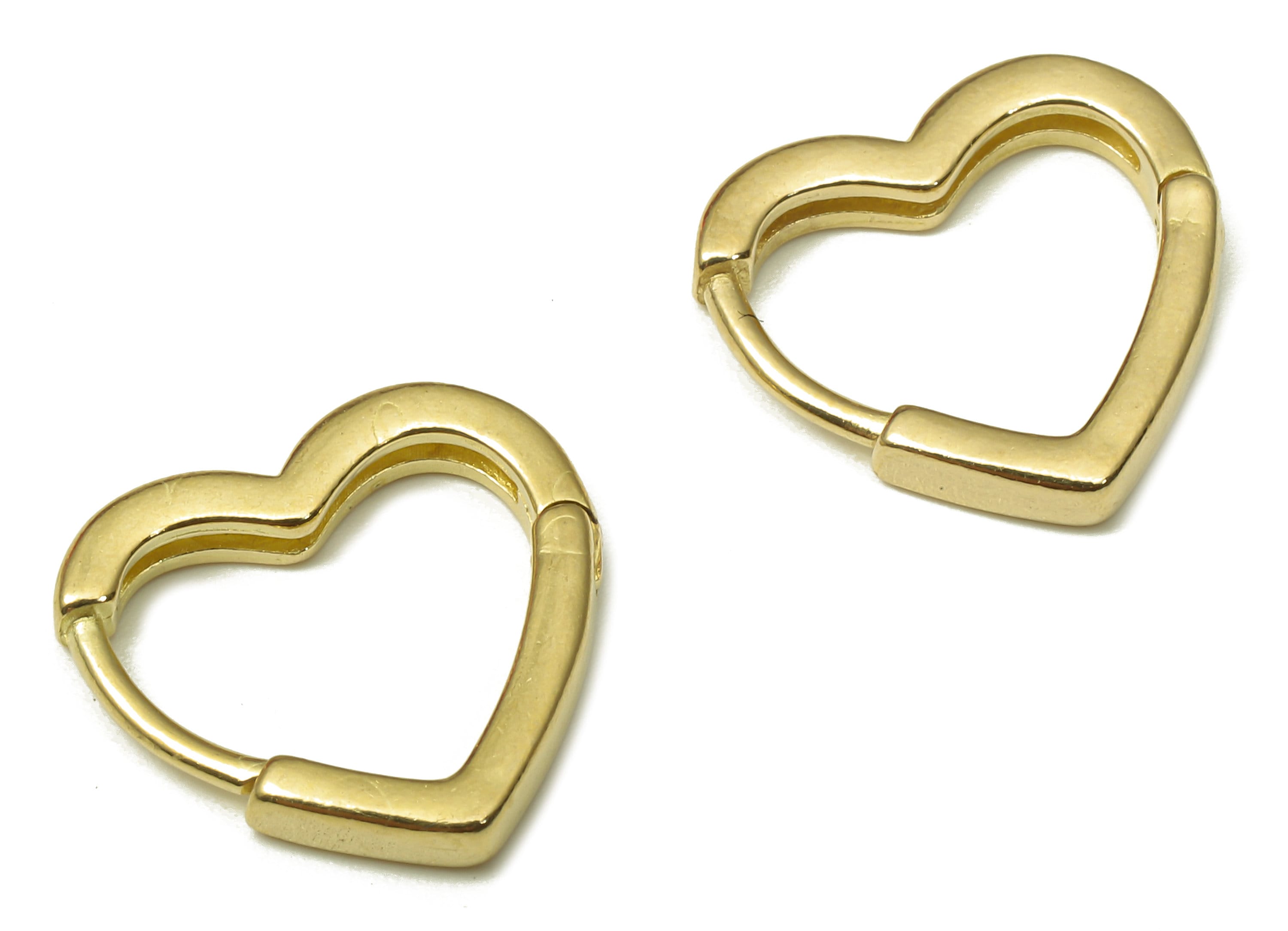 Brass Love Heart Earring Clasp - Raw Brass Huggie Earring - Huggie Hoop Earring - Heart Hoop Earring - 14.45x13.48x2.13mm - PP7915 - DOMEDBAZAAR