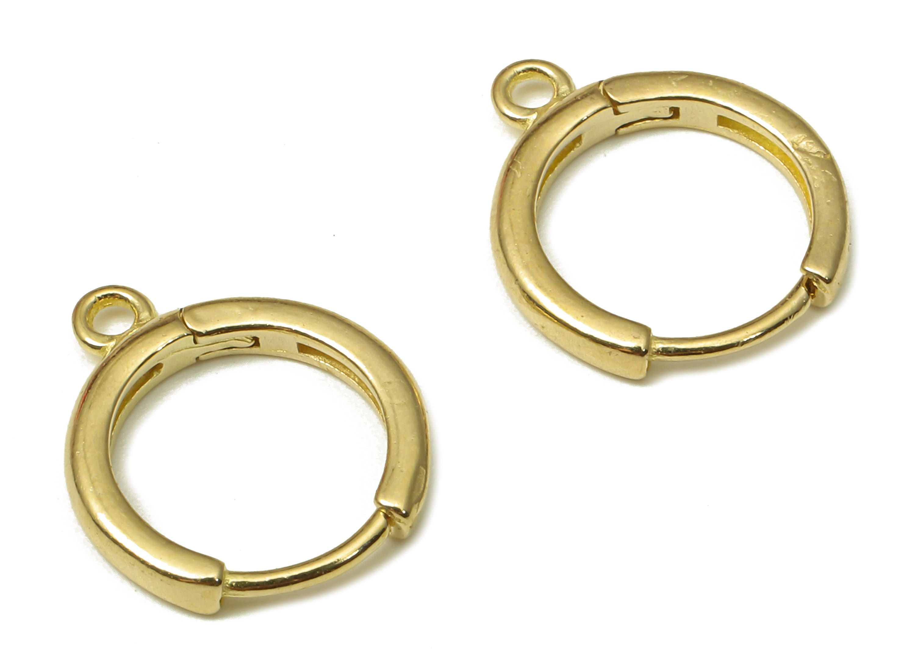Brass Round Earring Clasp - Raw Brass Circle Hoop Earring With Loop - Hoop Earring - 13.65x11.62x1.85mm - PP7920 - DOMEDBAZAAR