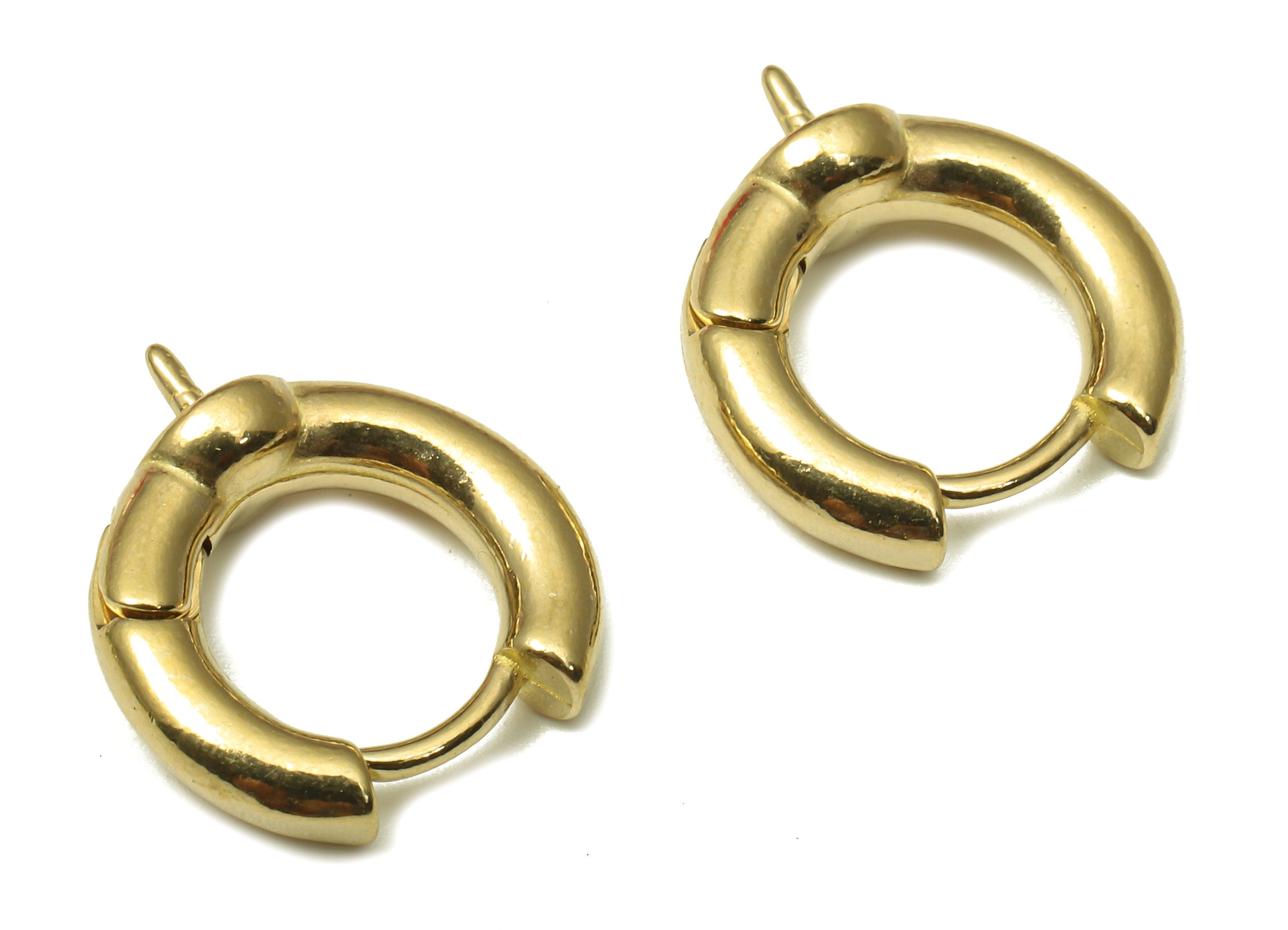 Brass Round Earring Clasp - Raw Brass Circle Huggie Earring - Huggie Hoop Earring - Thick Hoop Earring - For Pearl - 15.2x13.8x2.9mm -PP7916 - DOMEDBAZAAR