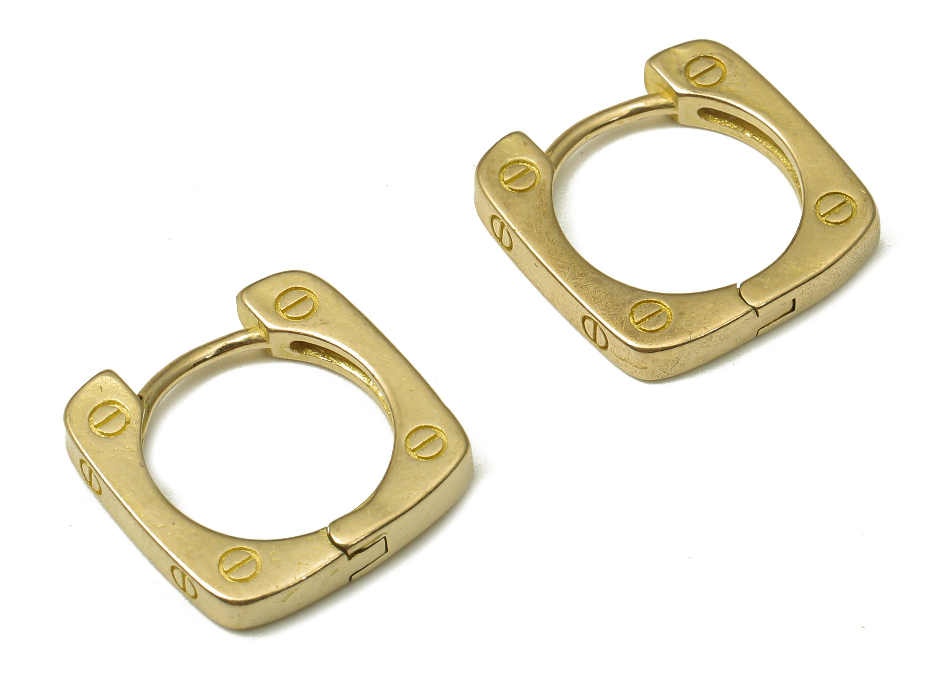 Brass Square Earring Clasp - Raw Brass Square Huggie Earring - Huggie Hoop Earring - Thick Square Earring - 13.65x13.65x2.41mm - PP7922 - DOMEDBAZAAR