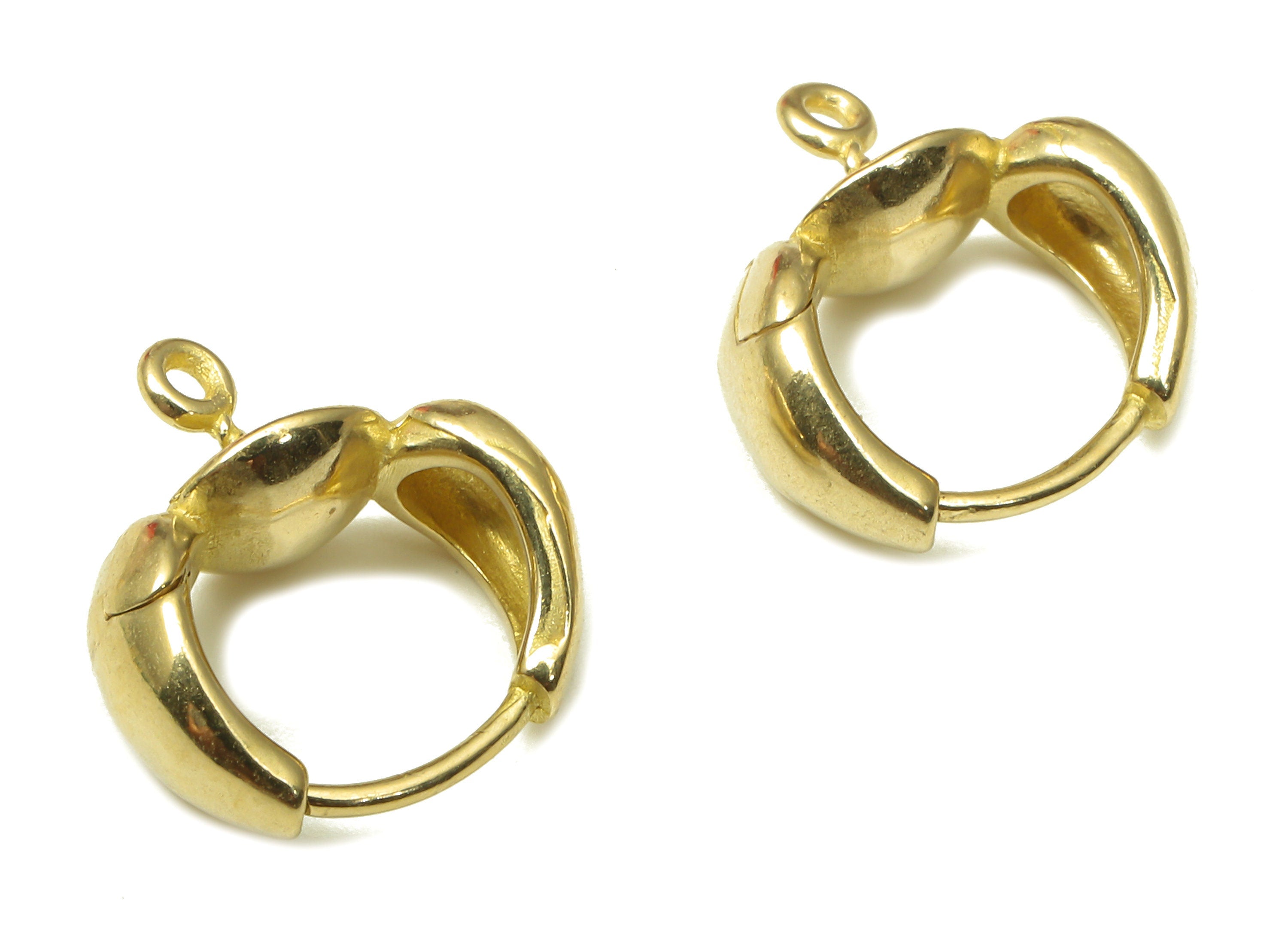 Brass Round Hoop Earring Clasp - Raw Brass Circle Thick Huggie Earring With Loop - Wide Huggie Hoop Earring - 13.43x12.64x2.27mm - PP7917 - DOMEDBAZAAR
