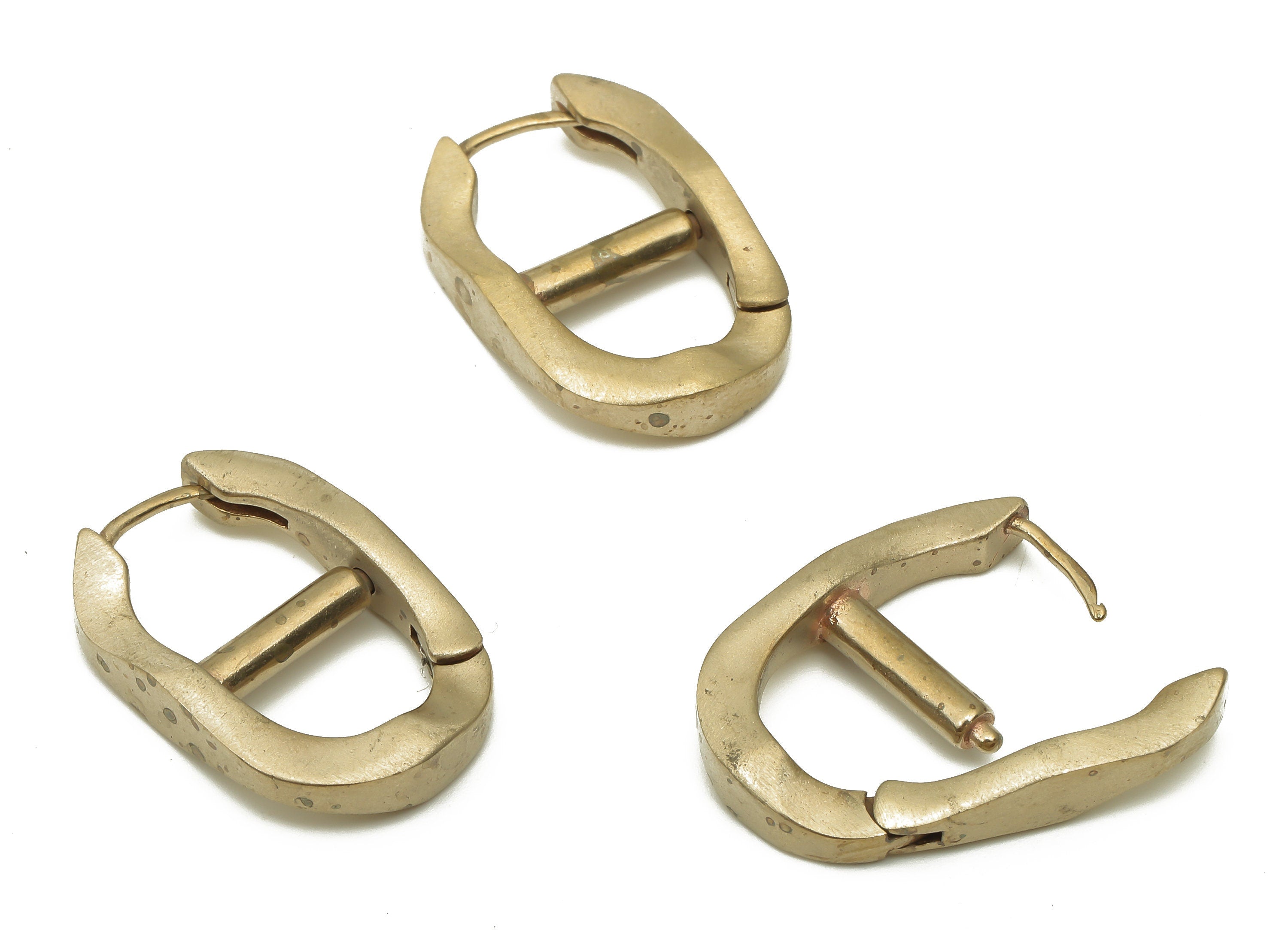 Brass Earring Clasp - Brass Huggie Hoop Earrings - Brass Oval Earrings - Jewelry Making Supplies - 24.48x15.6x3.4mm - PP7852 - DOMEDBAZAAR